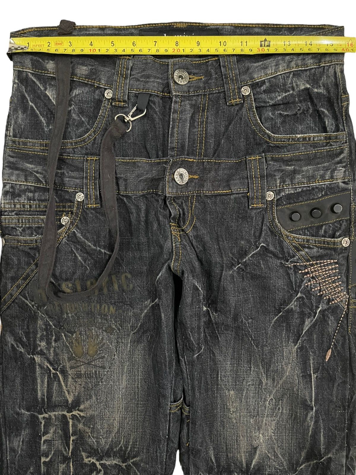 If Six Was Nine Vintage Japan Punk Ministry Double Waist Bondage Style Jeans Size US 31 - 17 Thumbnail