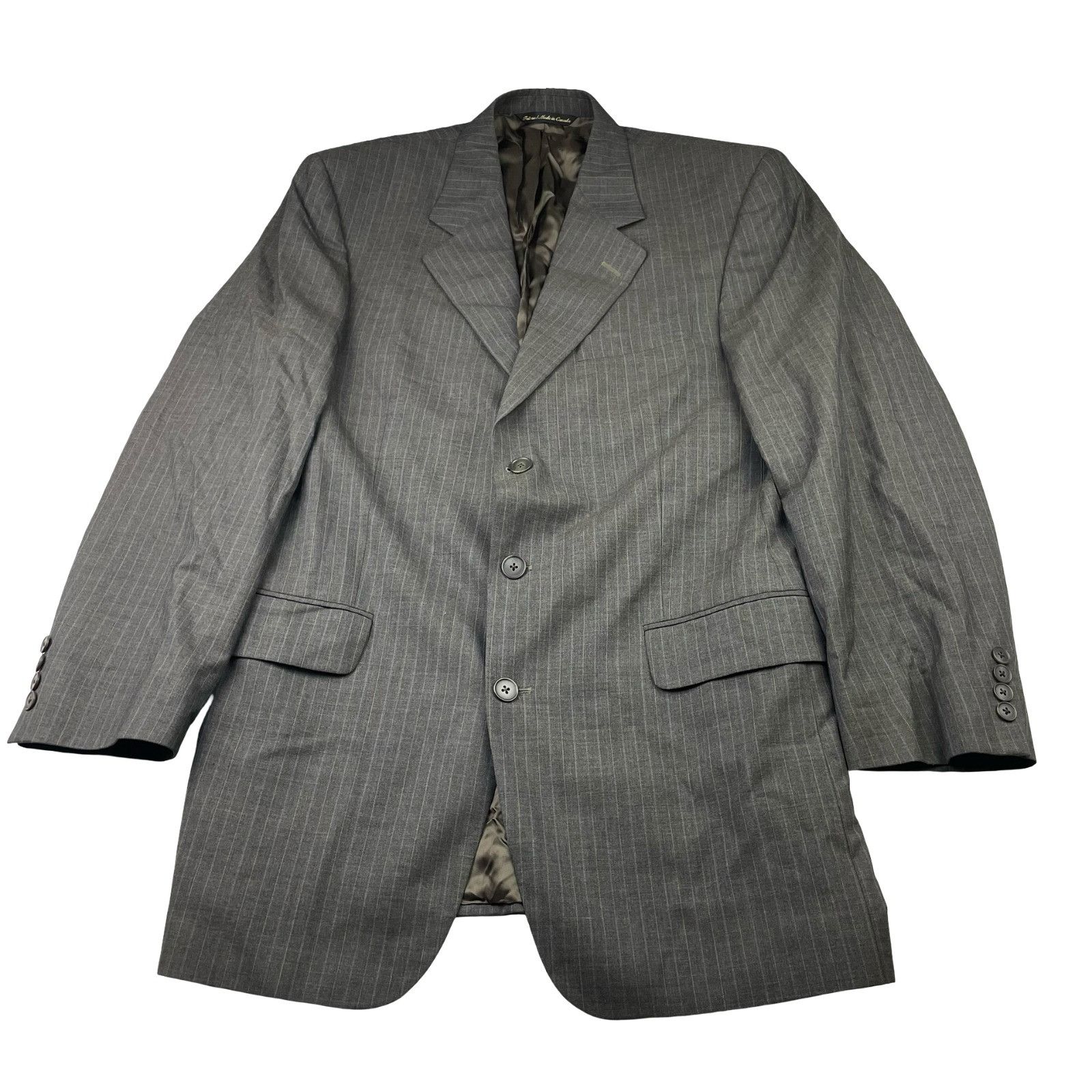 Jack Victor Jack Victor Men's Kelton 100% Wool 3-Button Suit Brown Strip Size 40L - 2 Thumbnail