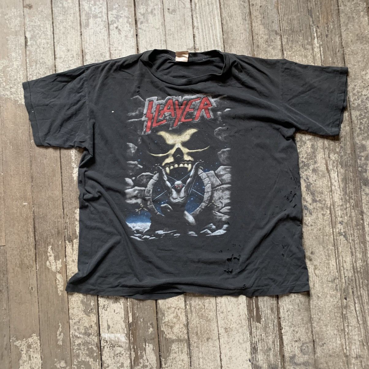 image of Band Tees x Slayer Offer Me! Vintage Grail Slayer Live Intrusion Band T-Shirt in Black (Size XL)