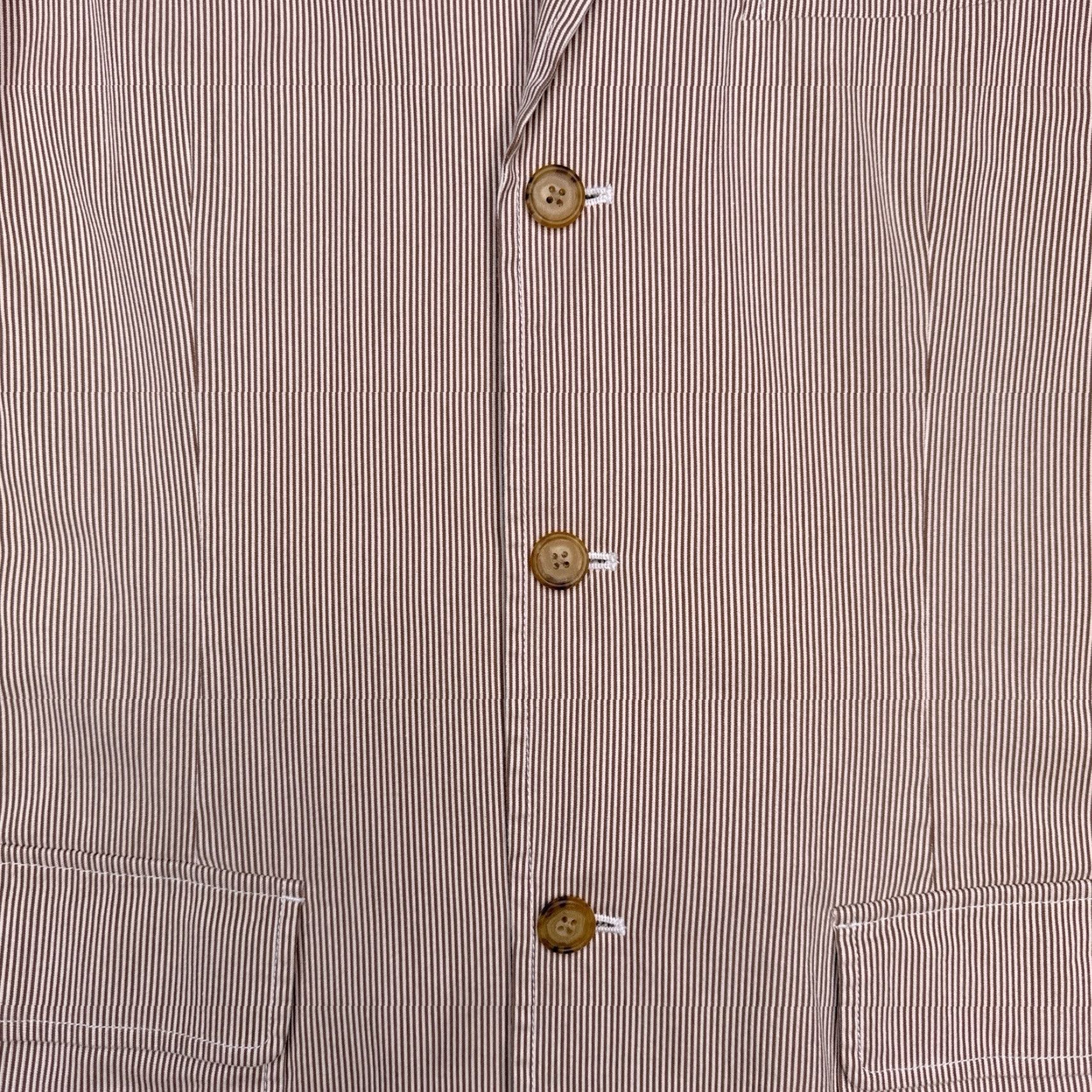 J.Crew VINTAGE J.CREW Sport Coat Mens Large Brown Striped Cotton Blazer - Single-Breasted, Three-Button, Notch Lapel, Long Jacket, Inner Pockets, Regular Fit Size 42R - 7 Thumbnail