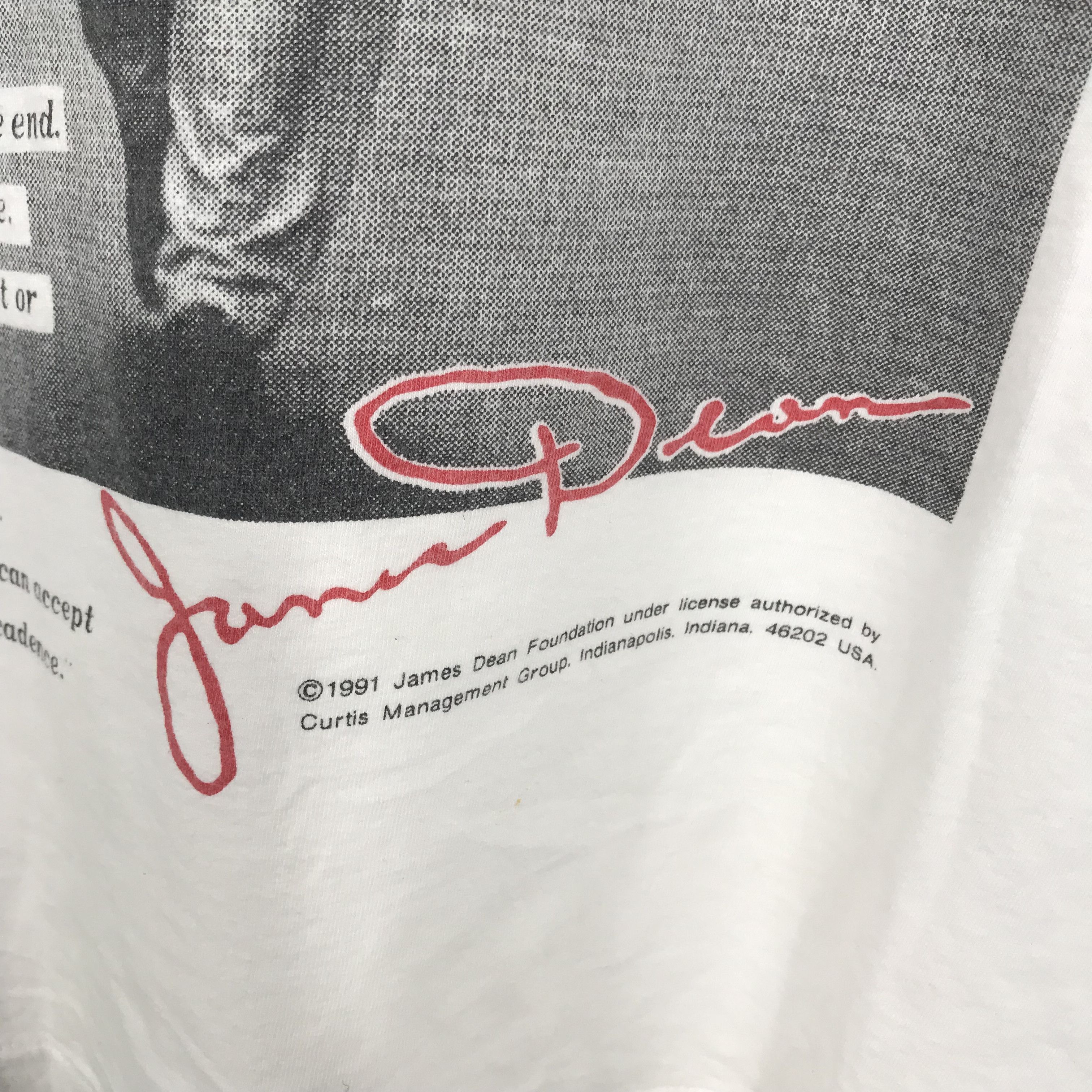 Band Tees Vintage 90s James Dean 1991 Curtis Portrait White Tee Shirt Size US M / EU 48-50 / 2 - 5 Thumbnail
