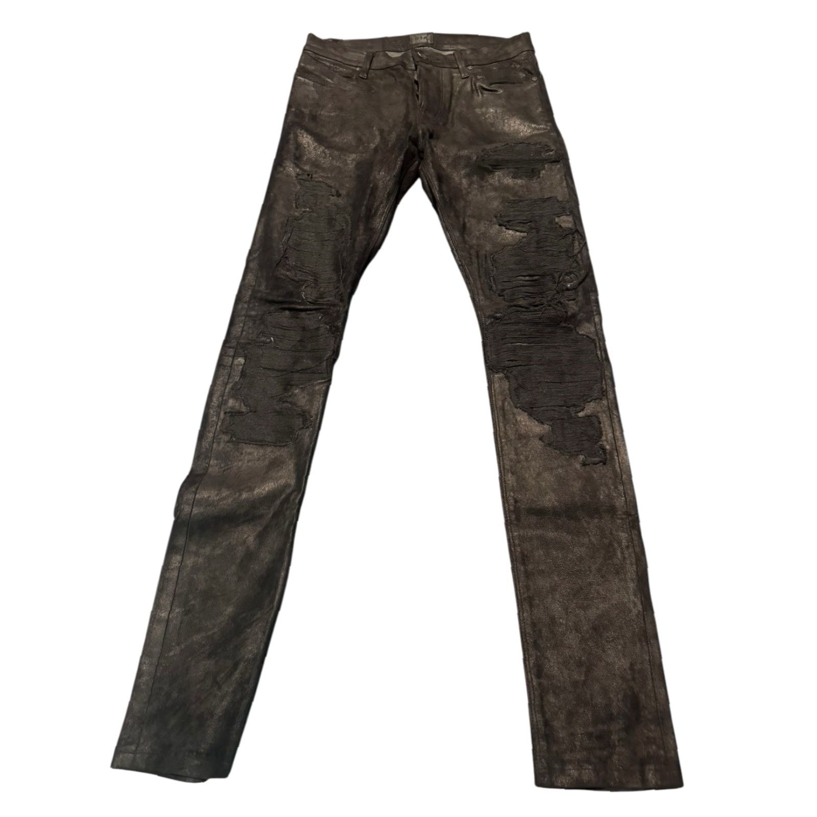Vintage VINTAGE Road To Awe Lambskin Leather Mid Rise Skinny Pants Jeans 29x32 Black Size 29" - 2 Thumbnail