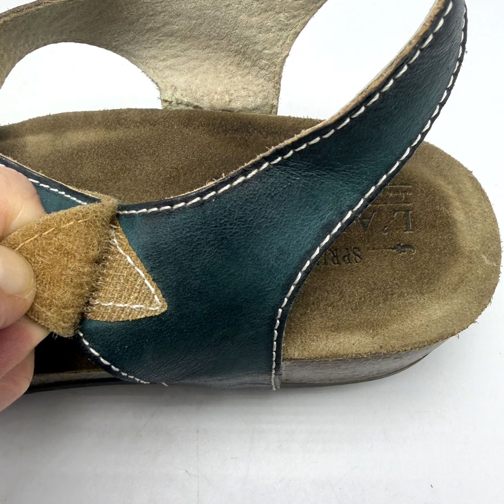 Vintage L'Artiste Sandals Womens Red Spring Step Women Leather Wedge Green Comfort Casual Size US 8 / IT 38 - 7 Thumbnail