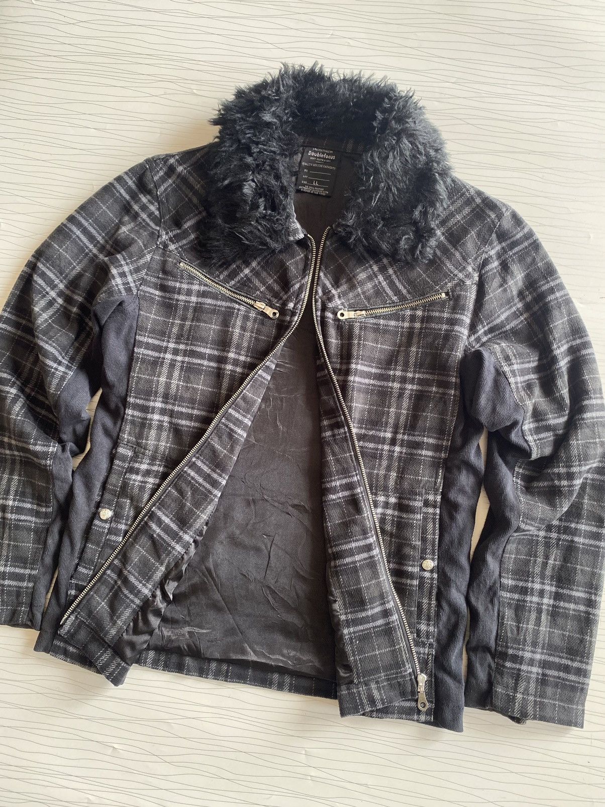 If Six Was Nine × Japanese Brand × Seditionaries Double Focus Grey Tartan Fur Neck Punk Style Wool Jacket Size US L / EU 52-54 / 3 - 8 Thumbnail