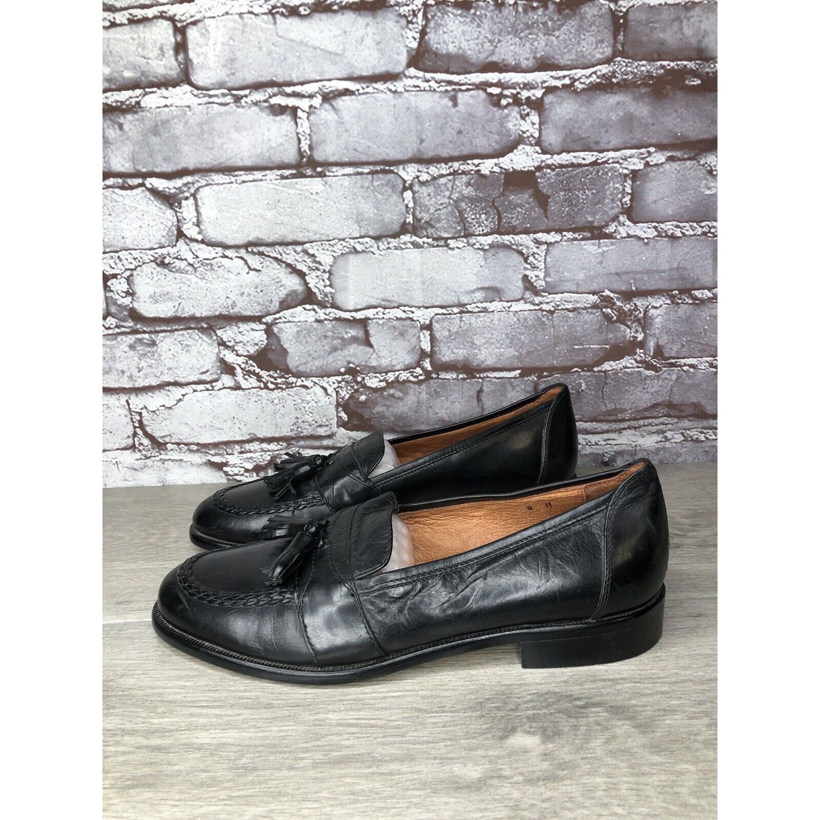 Alfani Alfani Black Leather Braided Tassel Loafers Italy Dress Shoe Size US 8 / EU 41 - 3 Thumbnail