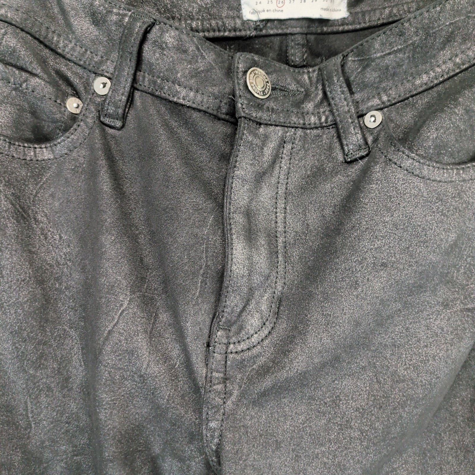 Free People We The Free People 26x28 Black Faux Suede Skinny Jeans Size 26" / US 2 / IT 38 - 4 Thumbnail
