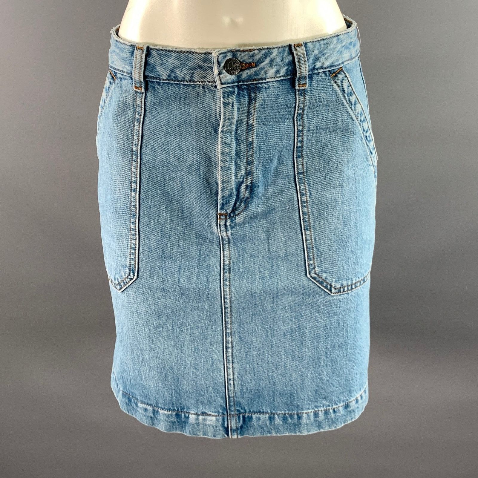 Other APC Size 2 Blue Denim Cotton Midi Skirt Size 26" / US 2 / IT 38 - 1 Thumbnail