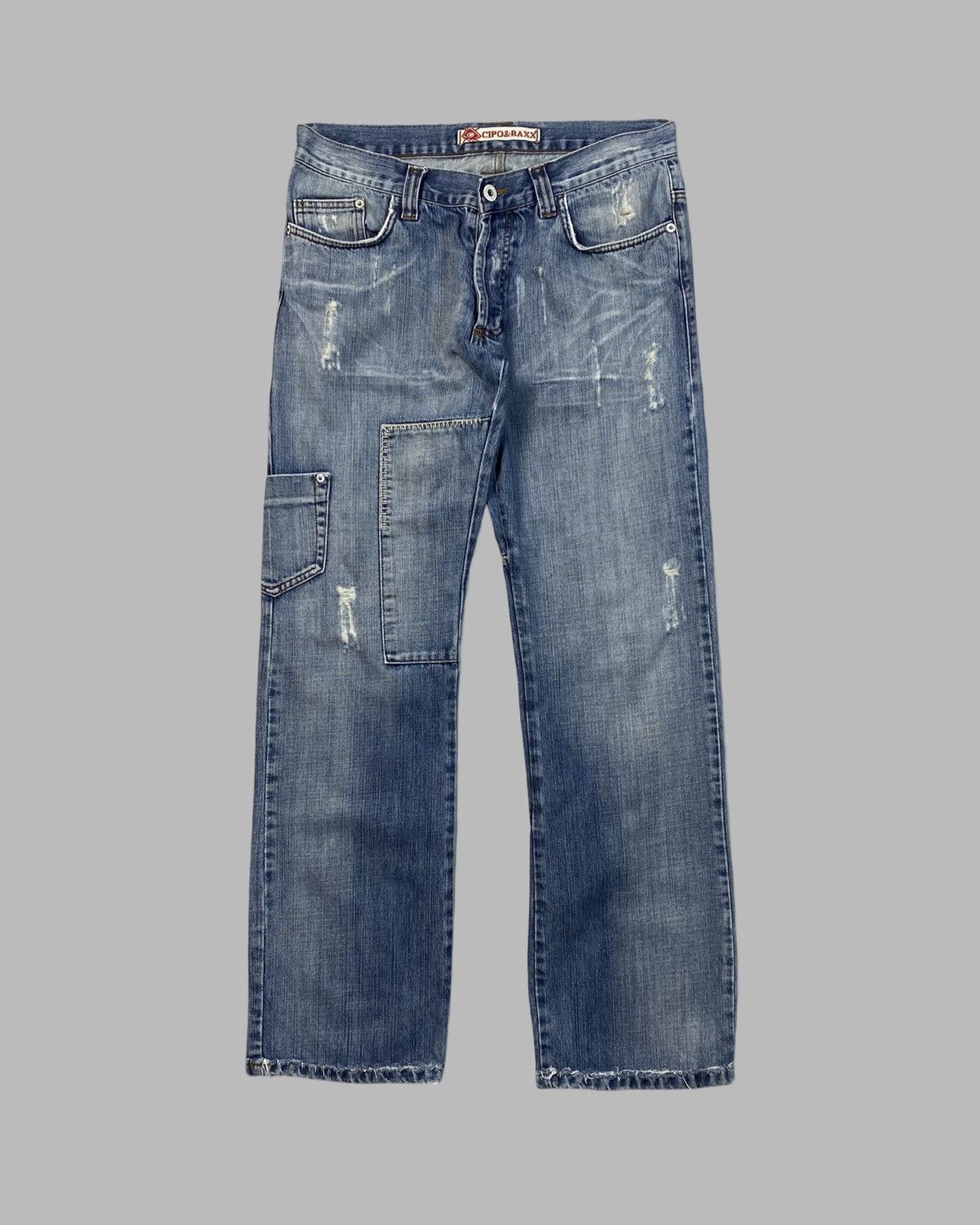 Japanese Brand Cipo Baxx VNTG Putchwork Distress Rick Owens Lgb Style Jeans Size US 33 - 2 Thumbnail