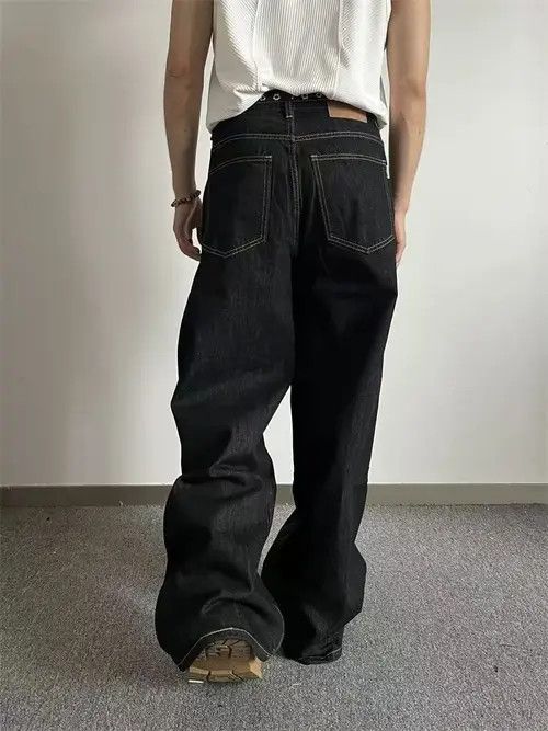 Japanese Brand Black casual vintage washed wide-leg jeans y2k Size US 32 / EU 48 - 4 Thumbnail