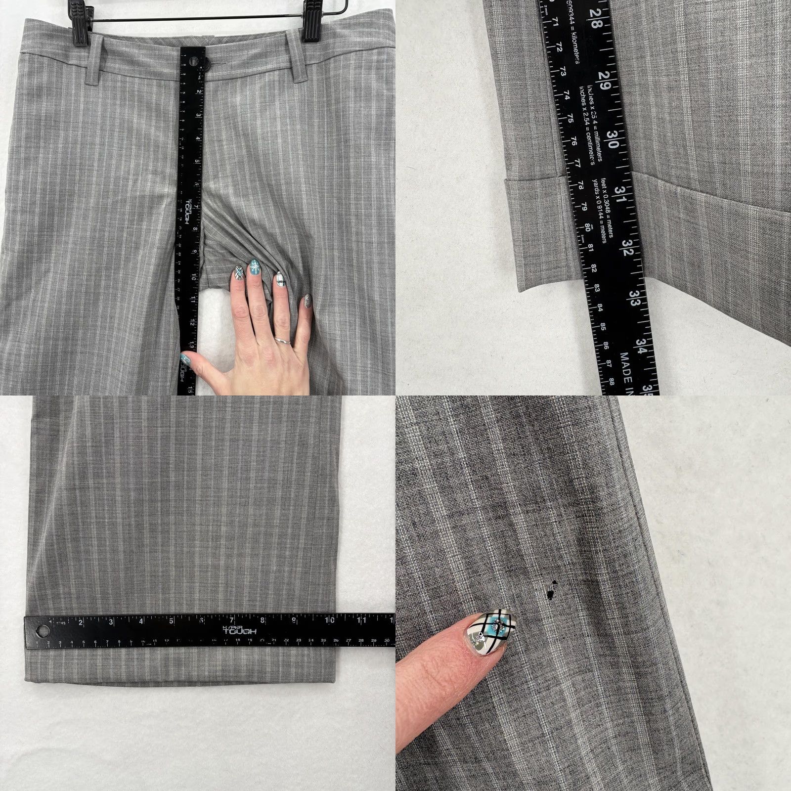 Banana Republic Banana Republic Dress Pants Womens 8 Gray Wool Blend Stretch Pinstripe Cuffed Size 30" / US 8 / IT 44 - 8 Thumbnail