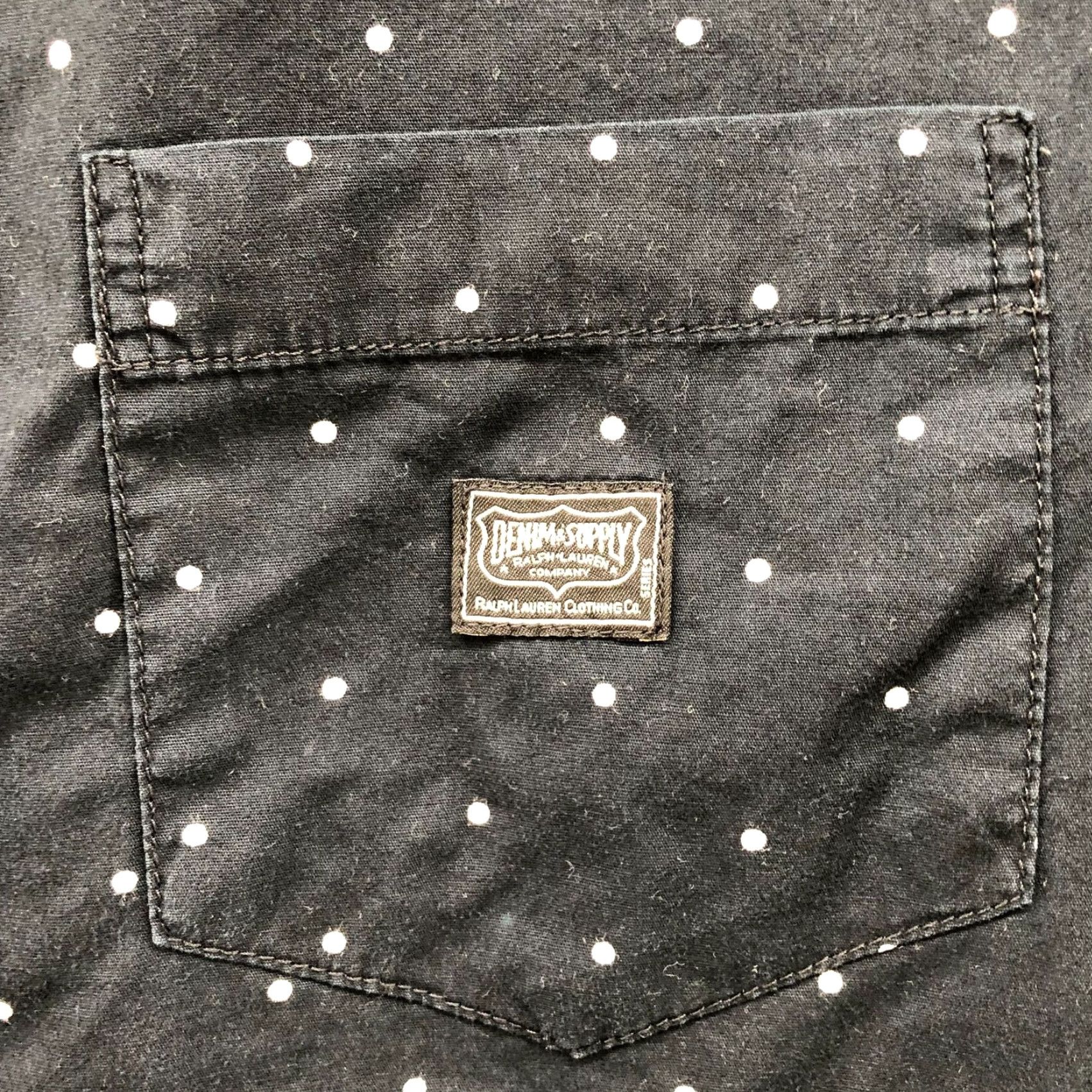 Vintage Ralph Lauren Denim & Supply Polka Dot Button Up Long Sleeve Shirt Mens M Black Cotton Size US M / EU 48-50 / 2 - 6 Thumbnail