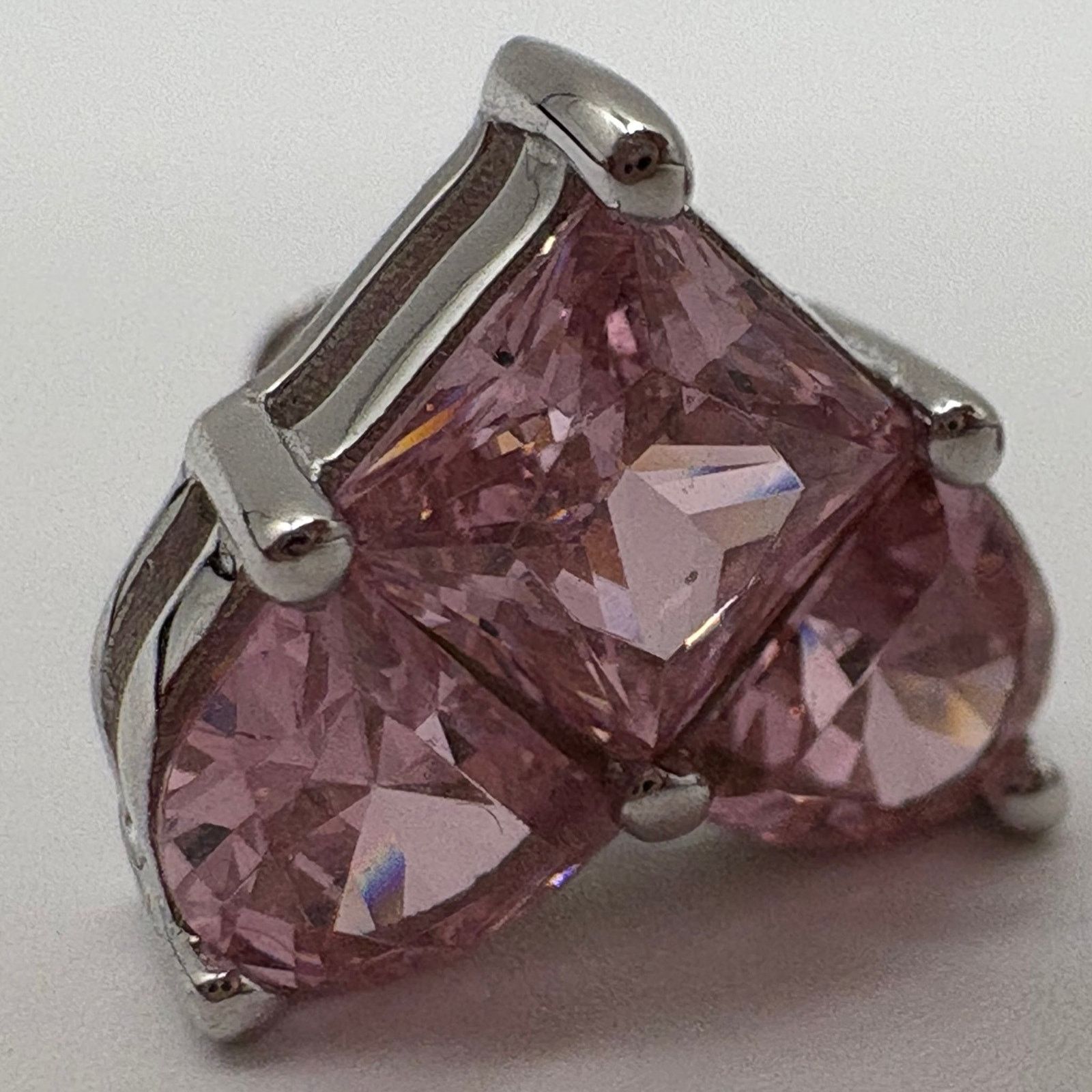 Other 925 Sterling Silver Lab-Created Pink Sapphire Heart Earrings Size ONE SIZE - 4 Thumbnail