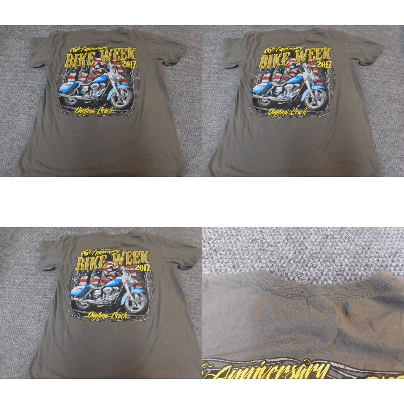 Gildan Gildan T-Shirt Mens L Gray 2017 Daytona Beach Bike Week Short Sleeve Crew Neck Graphic Classic Logo Size US L / EU 52-54 / 3 - 8 Thumbnail