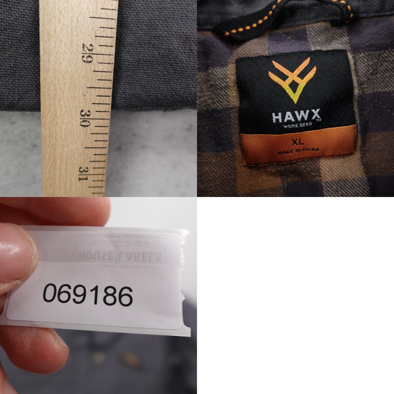 Vintage Hawx Jacket Mens XL Gray Quilted Shacket Heavy Duty Snap Up Lined Pockets Cotton Blend Canvas Outdoor Workwear Casual Autumn Winter Mens Size US XL / EU 56 / 4 - 8 Thumbnail