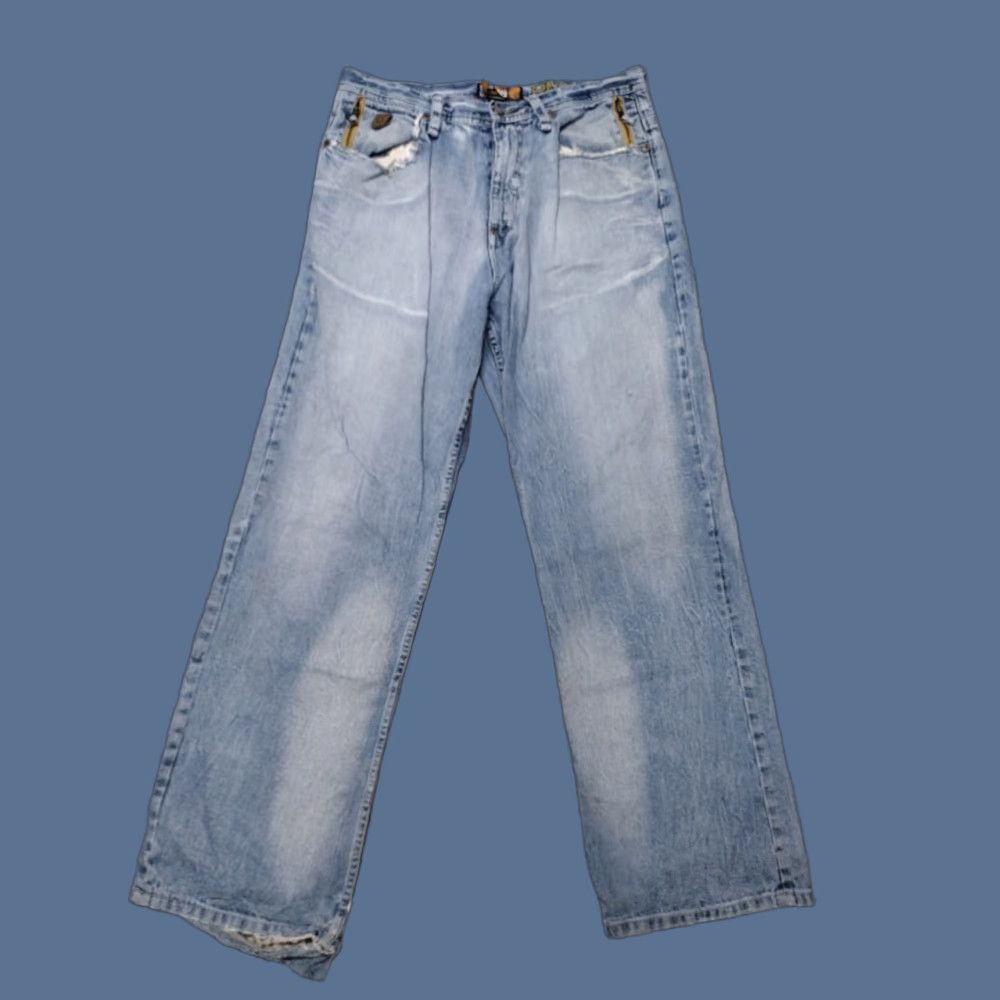 Akademiks VINTAGE Akademiks Mens Jeans Distressed Embroidered Baggy Hip Hop 36 Blue Denim Cotton Relaxed Regular Buttons Zips Distressed See Photos Mens Size US 36 / EU 52 - 1 Thumbnail