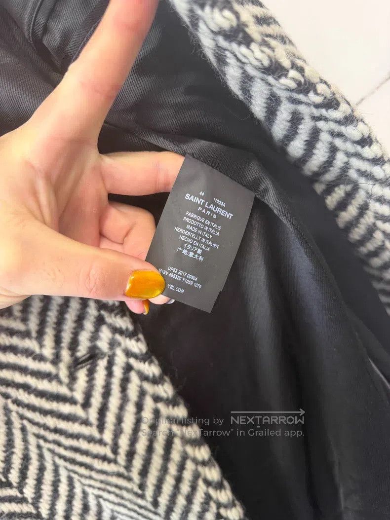 Saint Laurent Paris Saint Laurent Paris Black and White Herringbone Woolen Coa Size US S / EU 44-46 / 1 - 5 Thumbnail