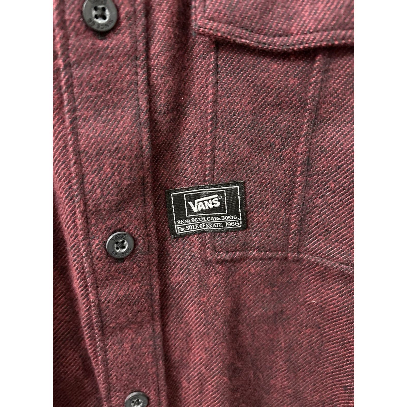 Vans VANS Shirt Mens M Red Burgundy Flannel Long Sleeve Button Down Logo Chest Pocket Outdoor Army 90s Style Mens Size US M / EU 48-50 / 2 - 5 Thumbnail