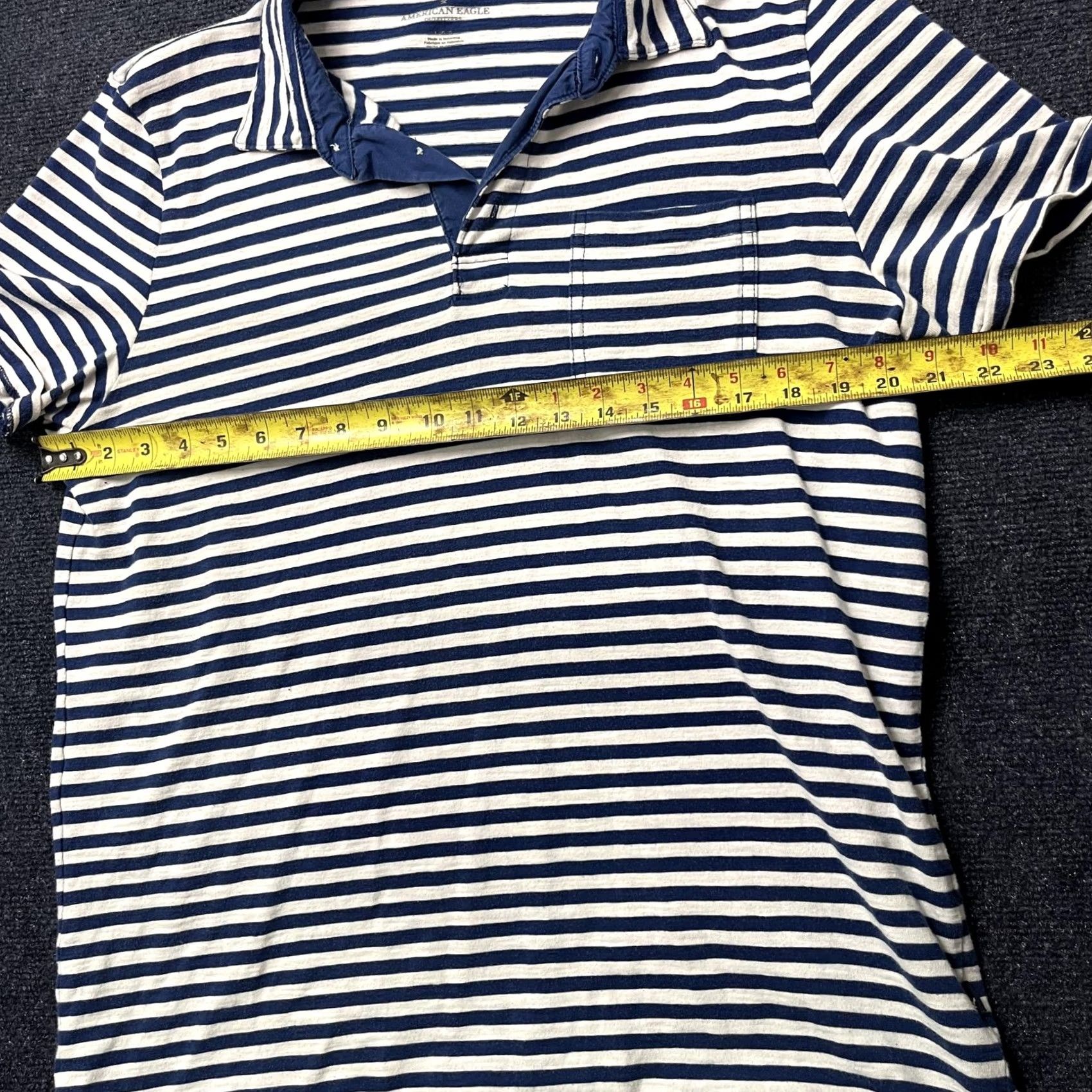 Vintage American Eagle Polo Shirt Mens L Blue Striped Pocket Short Sleeve Casual Size US L / EU 52-54 / 3 - 7 Thumbnail