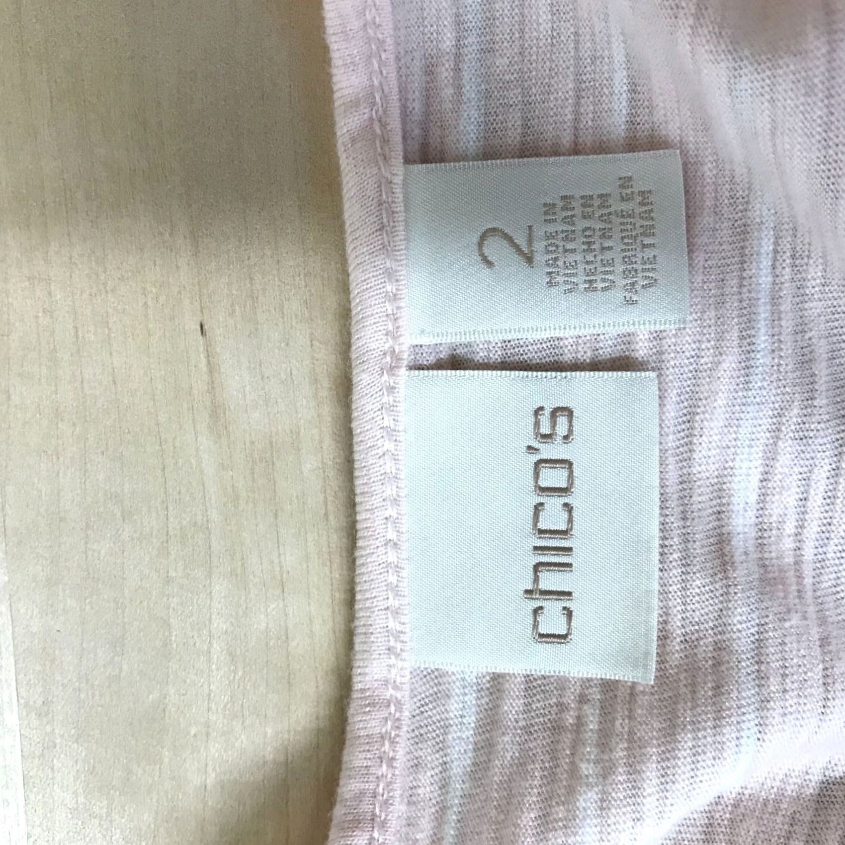 Vintage Chico'S - Womens 2 -Pink Crew Neck Long Sleeve Cotton Blend Top - Pre-Owned Good Size XS / US 0-2 / IT 36-38 - 7 Thumbnail