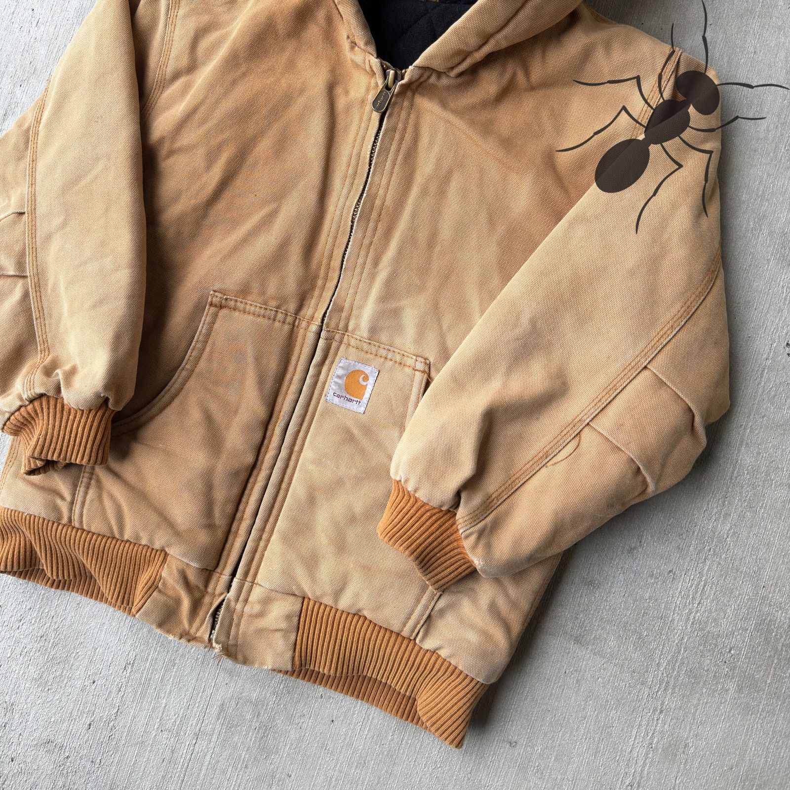Carhartt × Vintage Carhartt YOUTH brown hooded work wear jacket Size US S / EU 44-46 / 1 - 3 Thumbnail