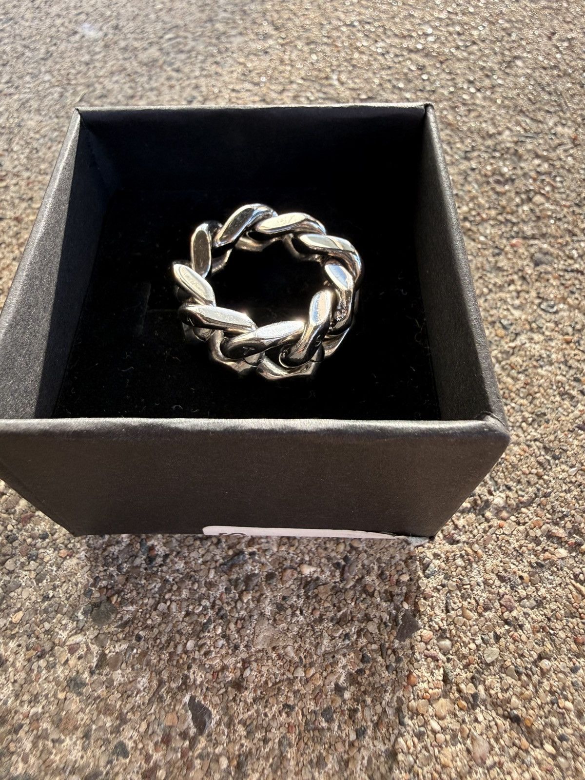 VTMNTS Brass Silver Barcode Chain Ring (Size 7) Size ONE SIZE - 2 Thumbnail