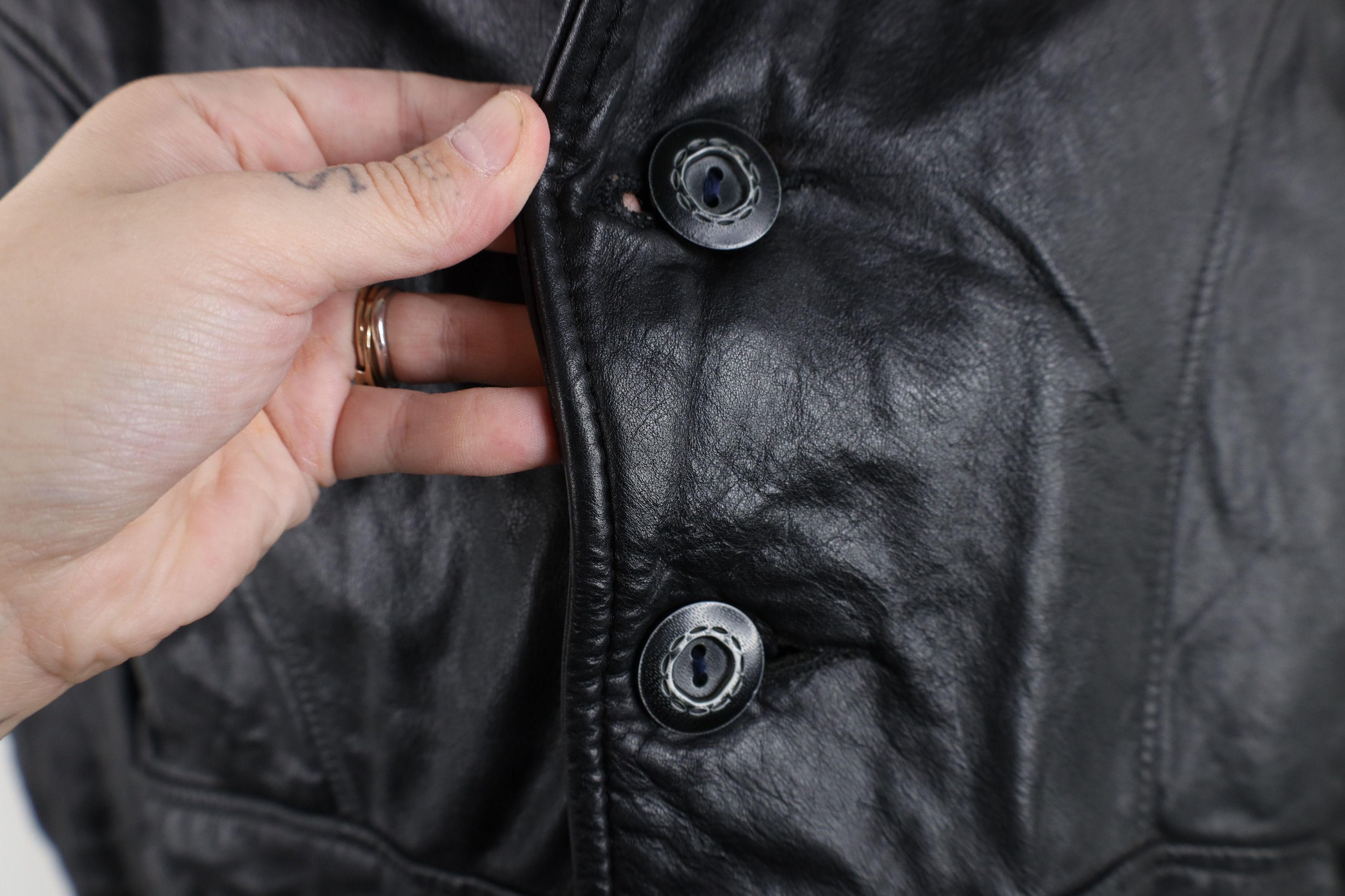 Vintage Vintage 60s 70s Streetwear Leather Jacket Coat Black USA Size US XXL / EU 58 / 5 - 7 Thumbnail