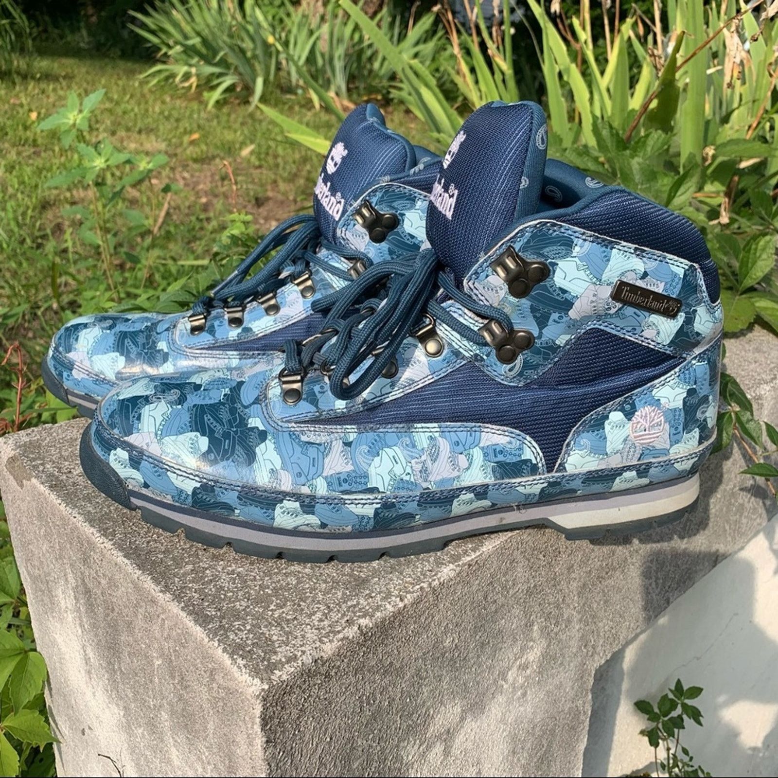 Timberland Timberland Euro blue camo boot pattern hiking boots 13M Size US 13 / EU 46 - 8 Thumbnail