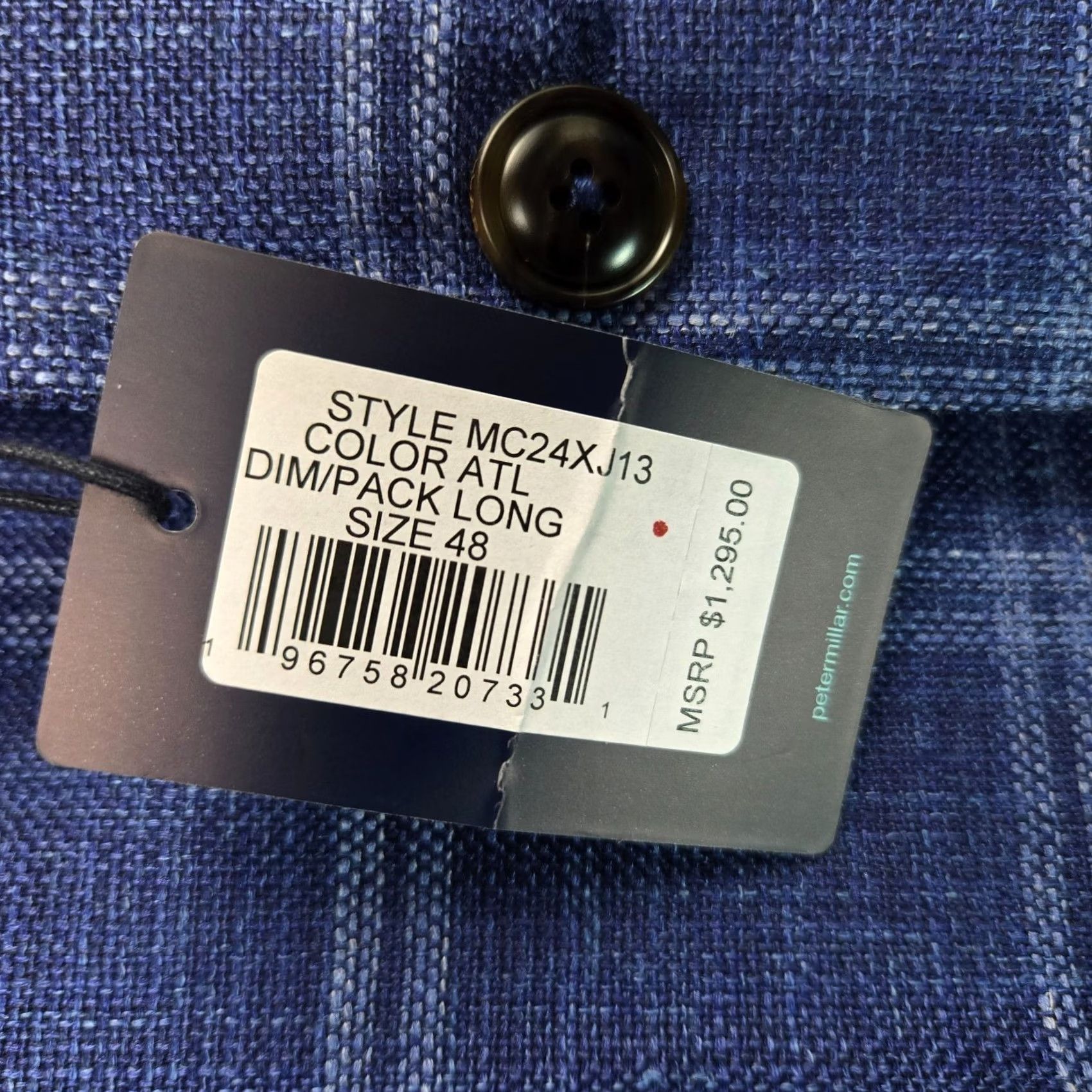 Peter Millar Peter Millar Jacket Blue Windowpane 48 Long Wool/Silk/Linen Unstructured Notch Lapel Size US M / EU 48-50 / 2 - 5 Thumbnail