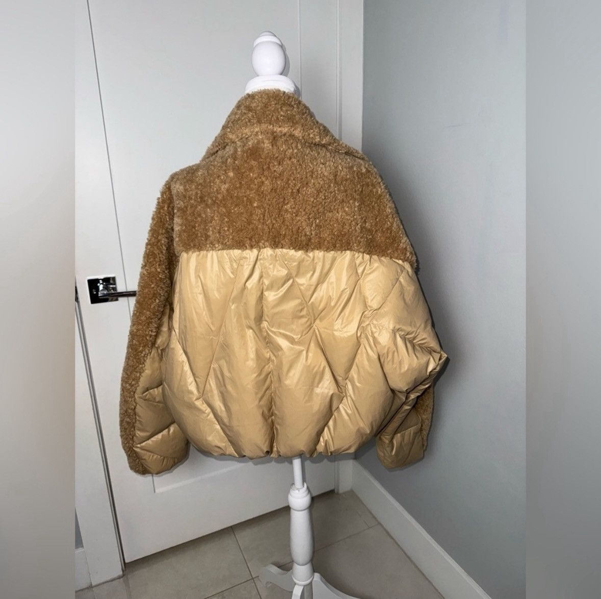 LAMARQUE LAMARQUE Sharon Mix Media Down Puffer Jacket in Caramel/ LRG Size L / US 10 / IT 46 - 9 Thumbnail