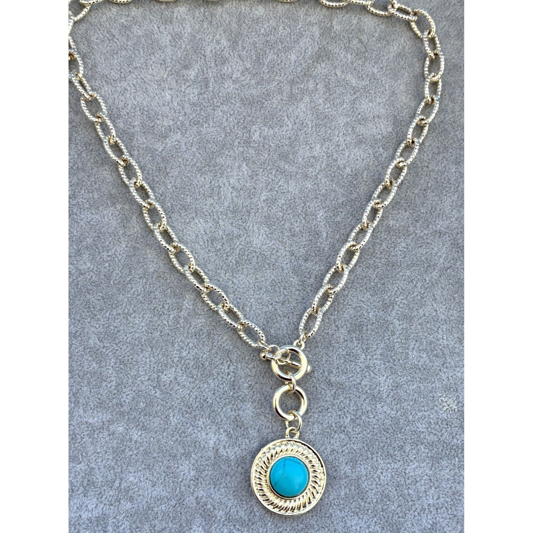 Other Silver Chain Necklace With Turquoise Pendant Faux Turquoise Size ONE SIZE - 2 Thumbnail