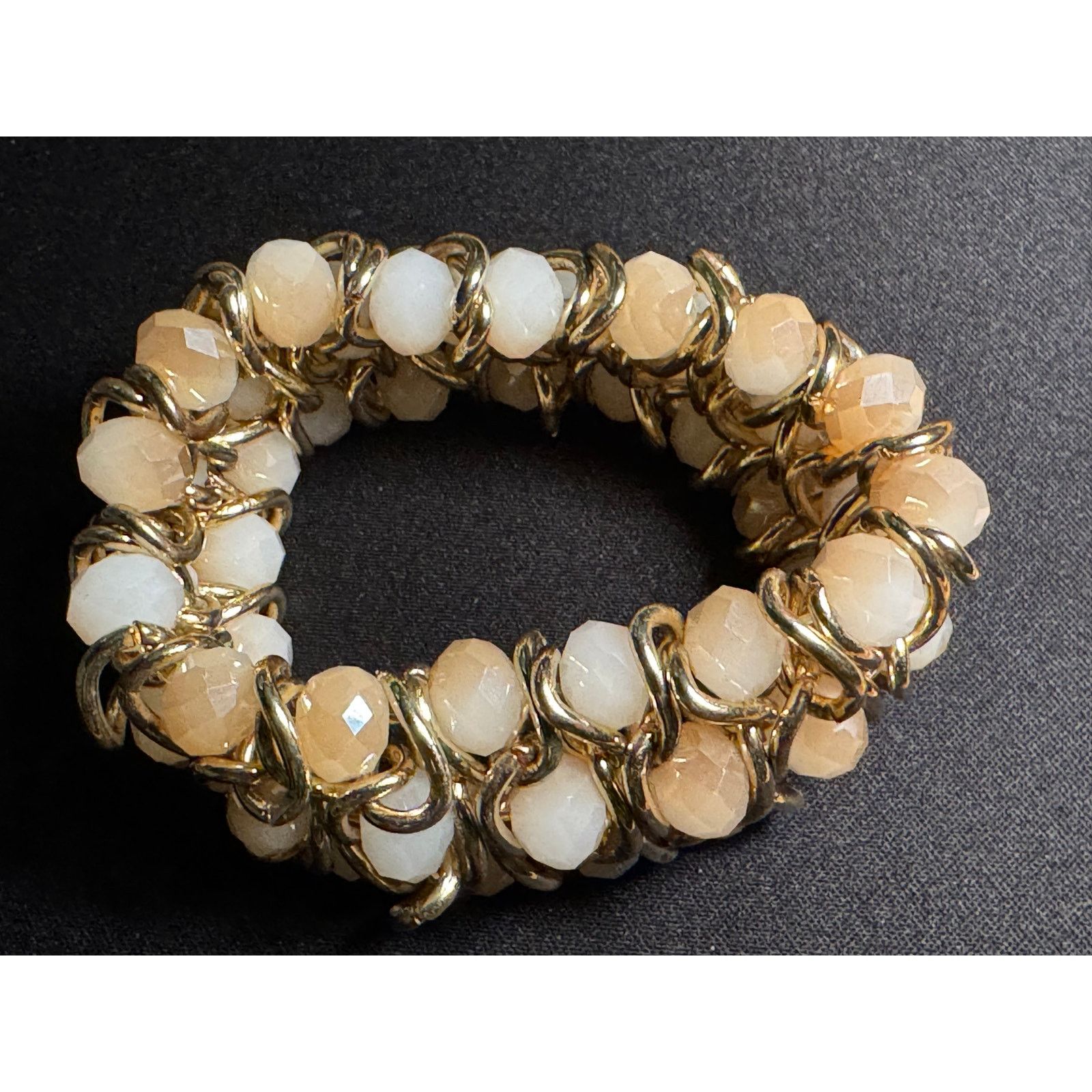 Other Gold Tone Link & Beaded Stretch Bracelet Glass Faceted Beads Size ONE SIZE - 2 Thumbnail