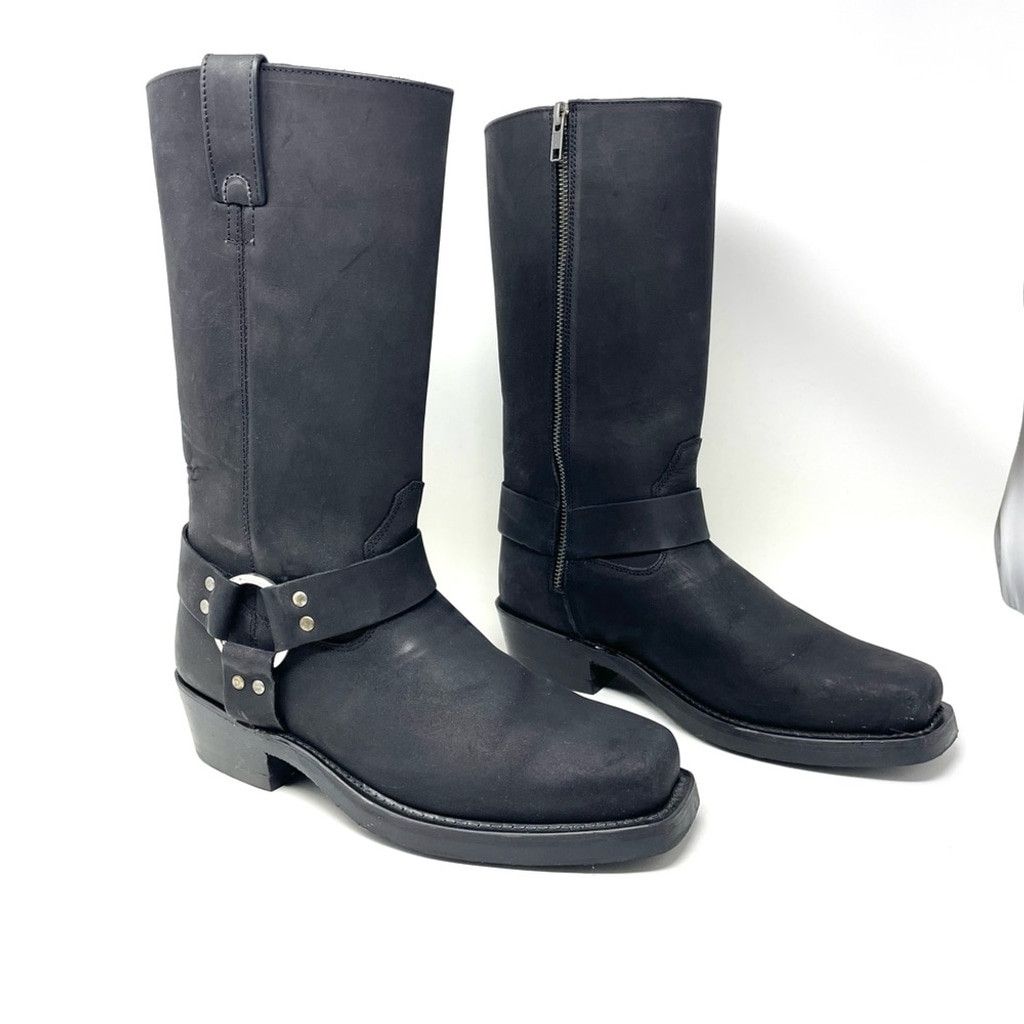 Other Old West Made in Texas Tall Black Leather Harness Boots US 7 Size US 7 / EU 40 - 2 Thumbnail