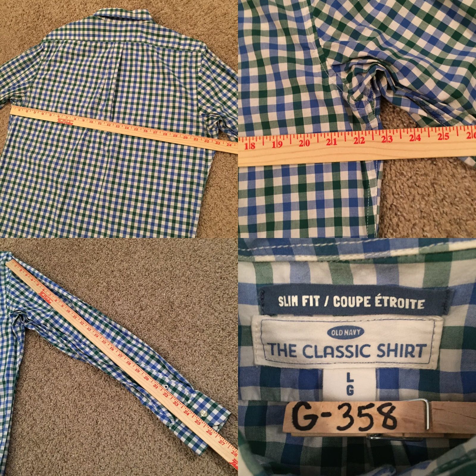 Old Navy Old Navy Shirt Men’s Large Slim Blue Green Check Long Sleeve Button Up Size US L / EU 52-54 / 3 - 8 Thumbnail