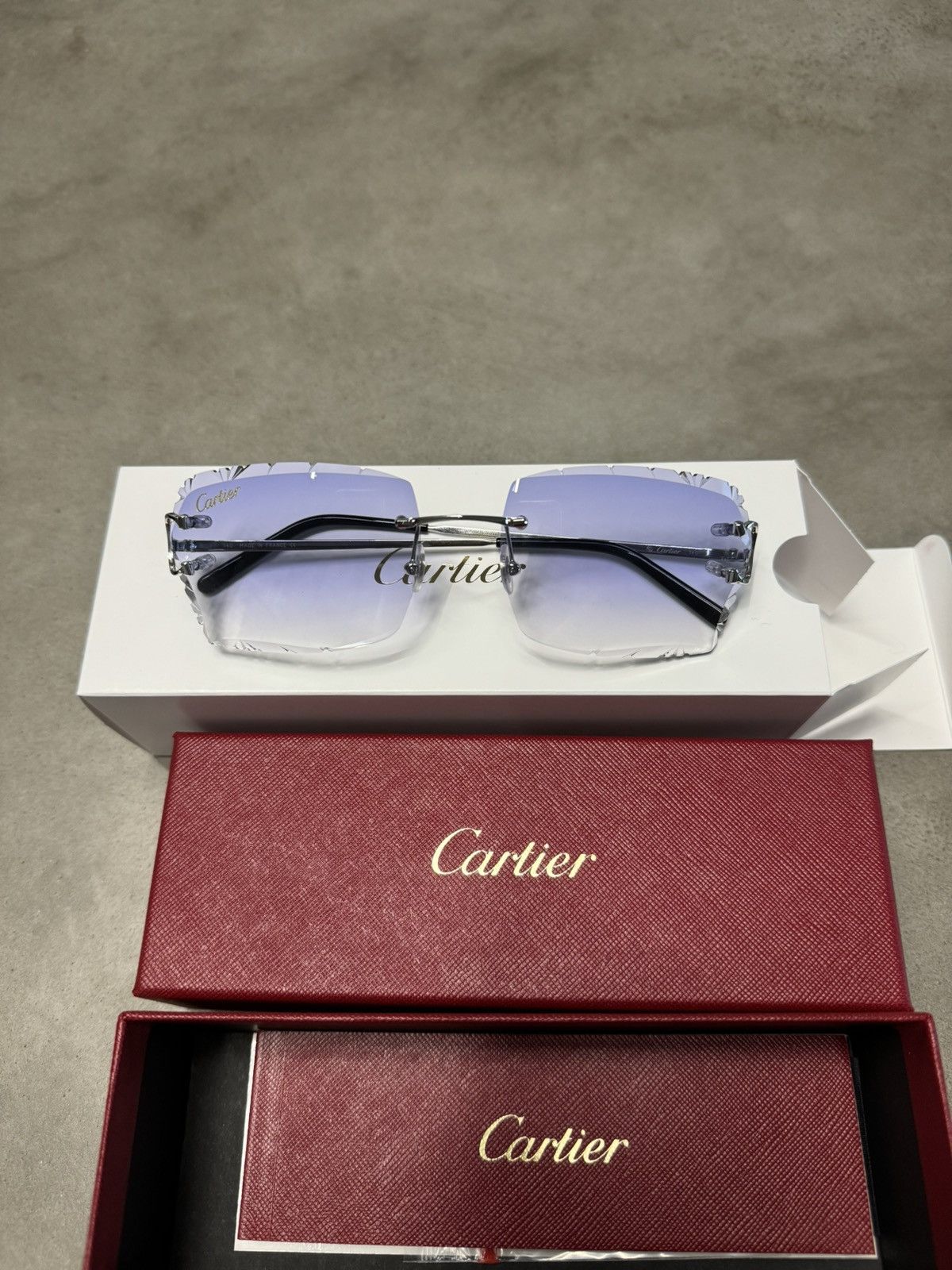Cartier Cartier Big C Platinum Custom Diamond Cut Lens Rimless Size ONE SIZE - 1 Thumbnail