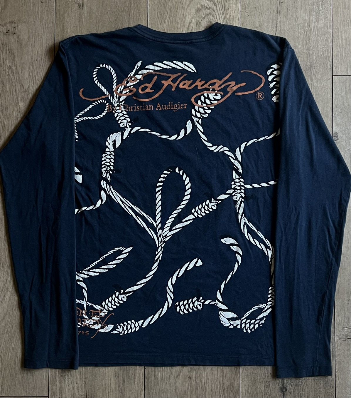 Ed Hardy × Vintage Ed Hardy Rare Navy Blue Graphic Vintage Skull Longsleeve Size US L / EU 52-54 / 3 - 2 Thumbnail