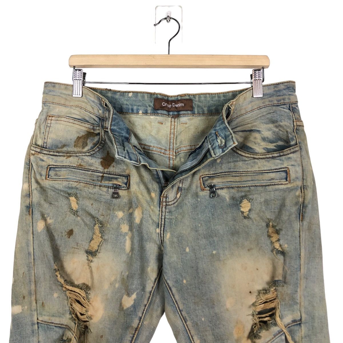 Japanese Brand 🔥Distressed Denim Skinny Punk Design Crysp Denim Japan Size US 34 / EU 50 - 12 Thumbnail