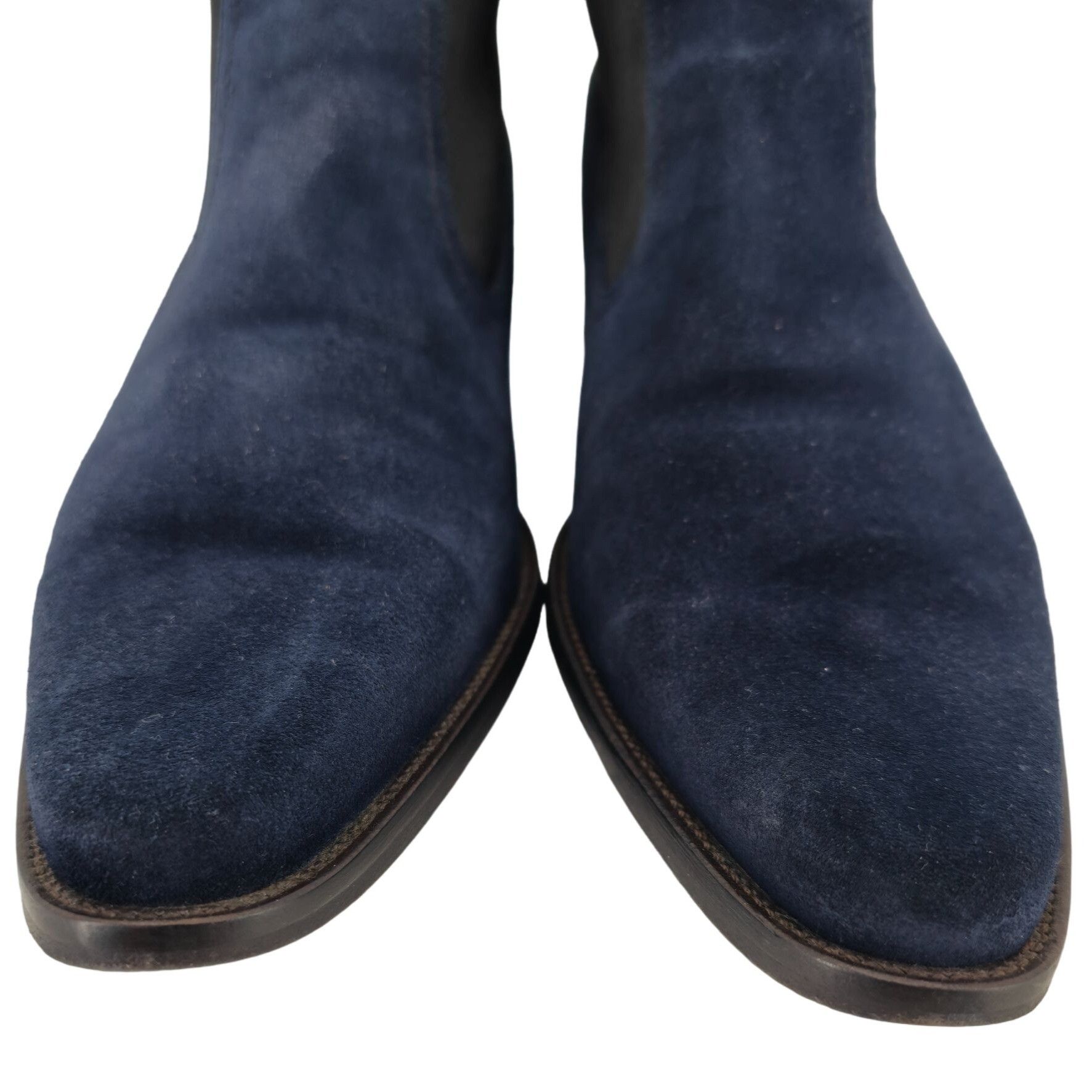 Donald Pliner Donald J. Pliner Italy Navy Blue Suede Chelsea Ankle Boots Size US 7.5 / EU 40-41 - 10 Thumbnail