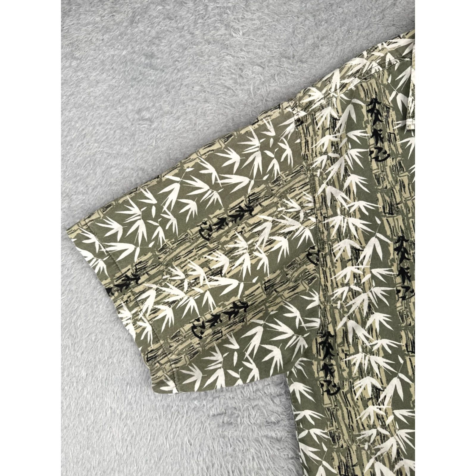 Sideout Sideout Shirt Mens Large Green White Bamboo Tree Leaf Rayon Blend Hawaiian Size US L / EU 52-54 / 3 - 3 Thumbnail