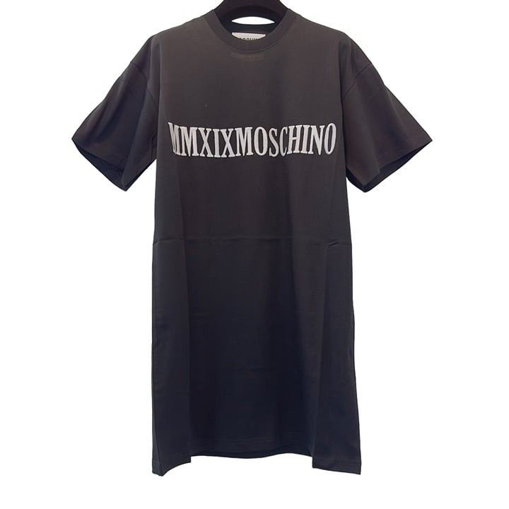 image of Moschino Mmxix Black Logo Long T Shirt 38, Women's (Size Small)