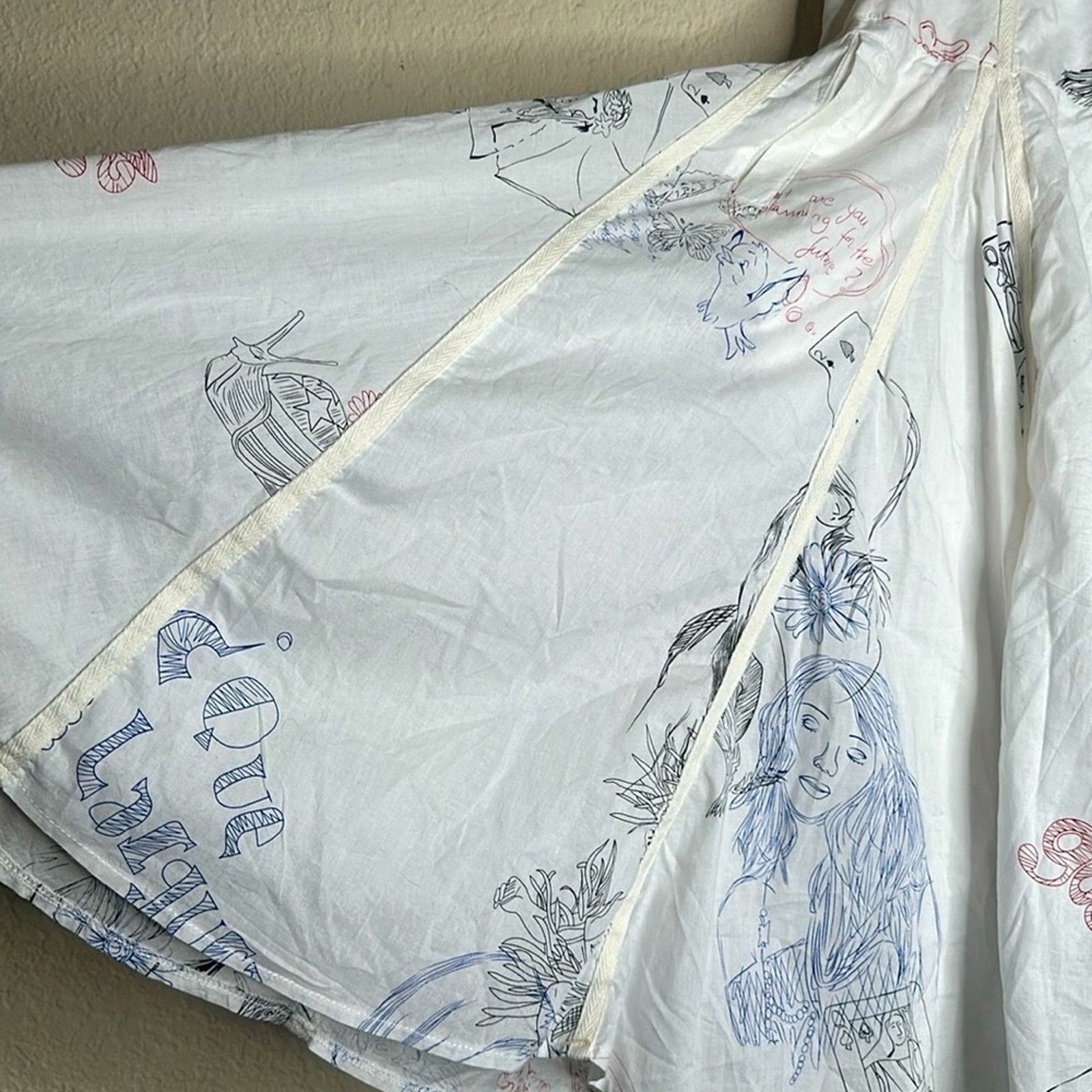 VTG 80s High Waist Midi Skirt Pop Art New Wave Puff OOAK MED