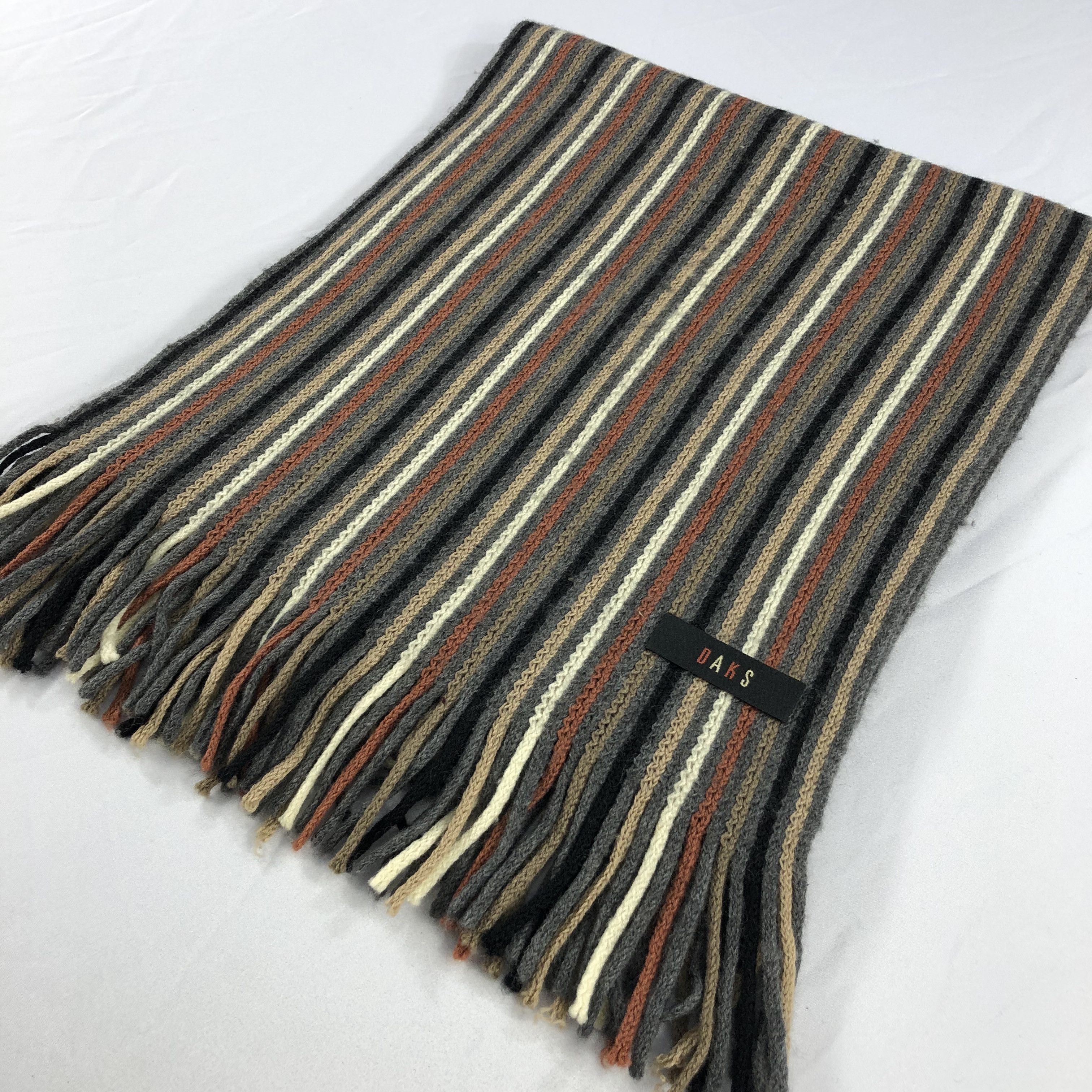 DAKS Daks Stripes Knit Wool Scarf Muffler V935 Size ONE SIZE - 3 Thumbnail