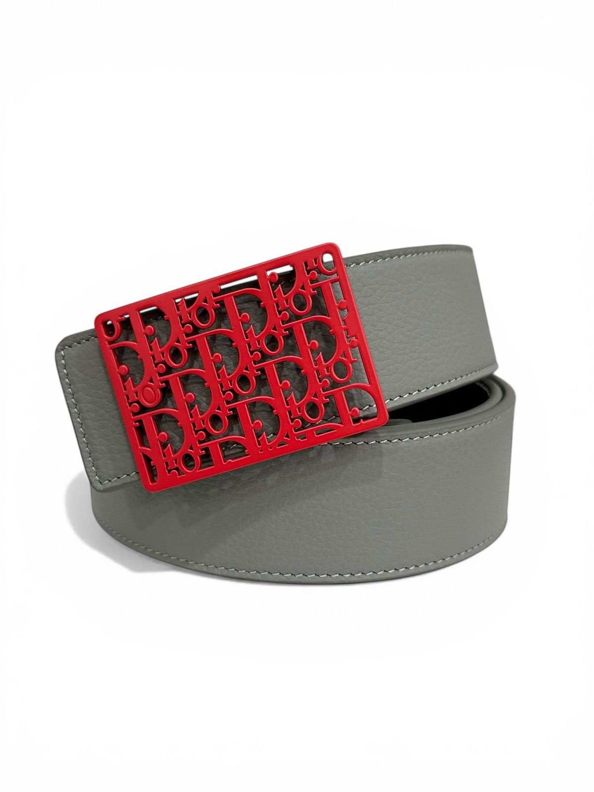 Dior Dior Oblique Red Buckle Grey Black Reversible Belt Size 36 - 1 Thumbnail