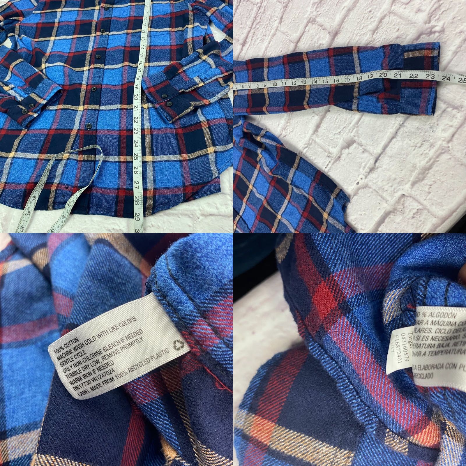 Vintage VINTAGE Goodfellow Mens Plaid Flannel Button Down Shirt Long Sleeve Size L 100% Cotton Blue Men Apparel Regular Fit Durable Pockets 42 in Chest Mens Size US L / EU 52-54 / 3 - 8 Thumbnail