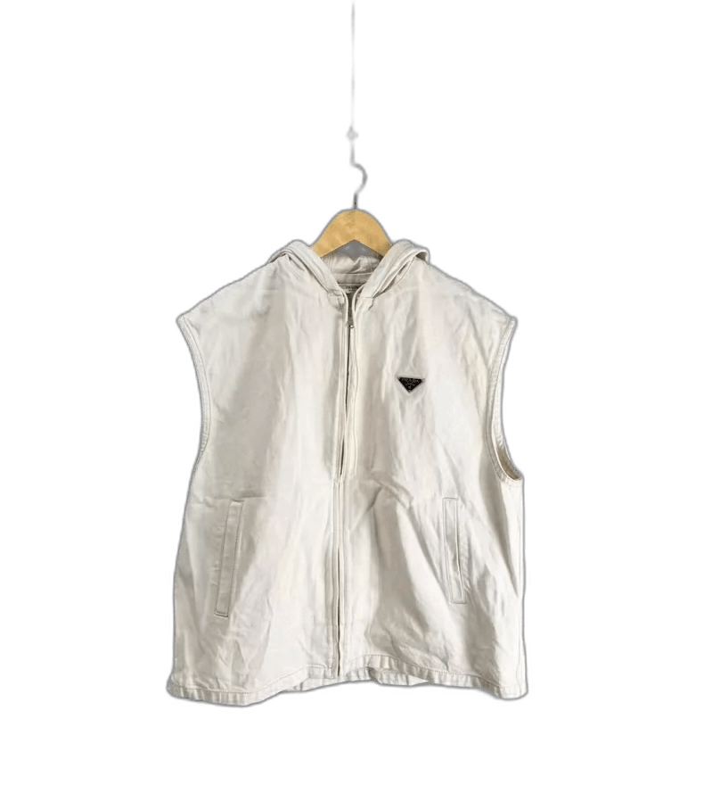Prada Prada White Hooded Denim Zip Vest Size M / US 6-8 / IT 42-44 - 1 Thumbnail