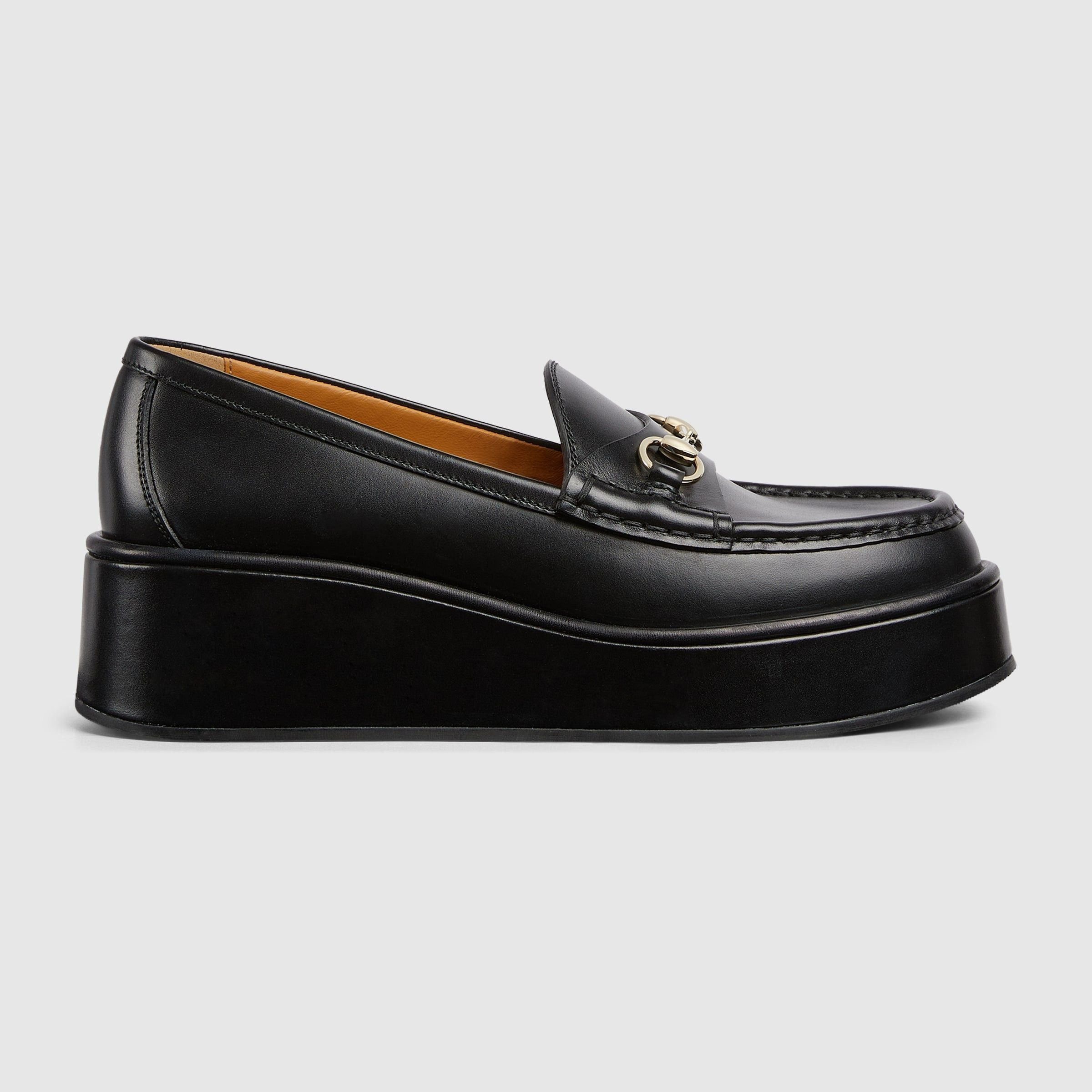 Gucci Horsebit Leather Wedge Loafers SIZE 36
