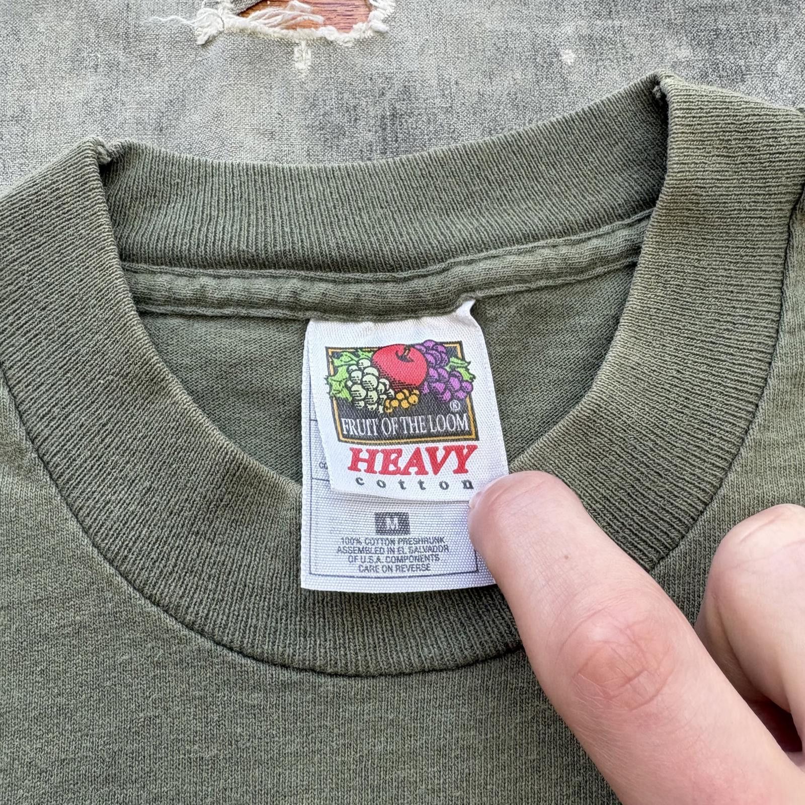 Fruit Of The Loom Vintage 90s Olive Green Marine Corps Engineer Skull Shirt Size US M / EU 48-50 / 2 - 5 Thumbnail