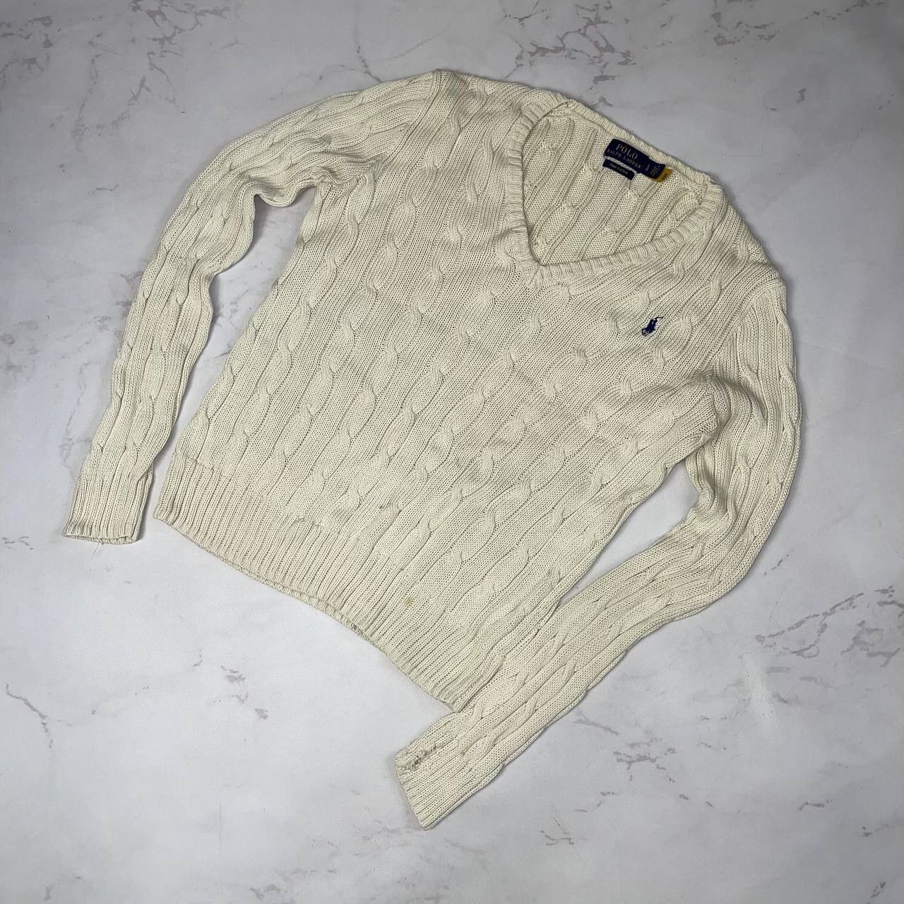 Polo Ralph Lauren Ralph Lauren Cream Cable Knit Wool Cashmere Sweater Sz S Size L / US 10 / IT 46 - 2 Thumbnail