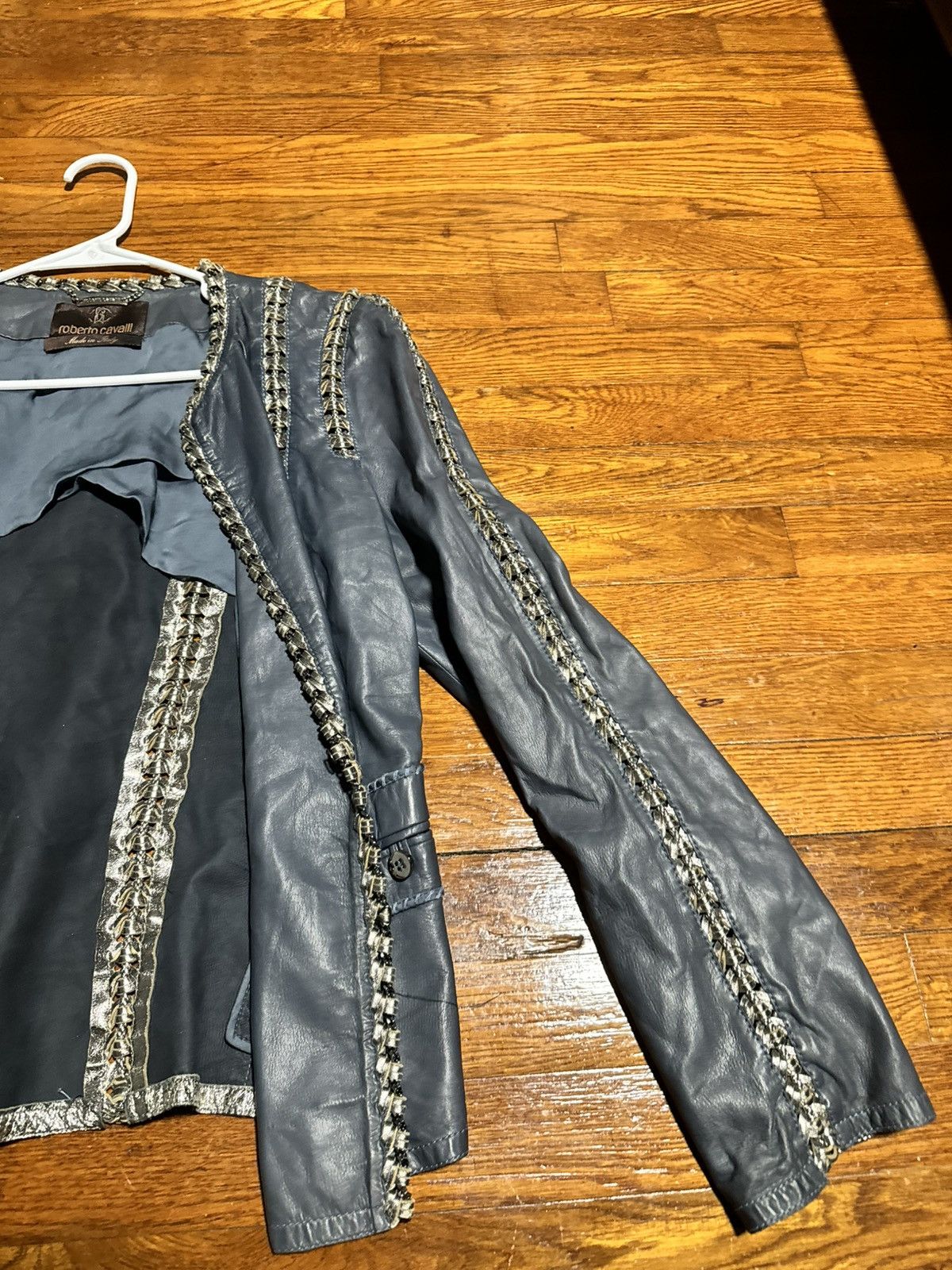 Roberto Cavalli Roberto Cavalli Jacket Leather Women Blue Size 46 Size L / US 10 / IT 46 - 2 Thumbnail