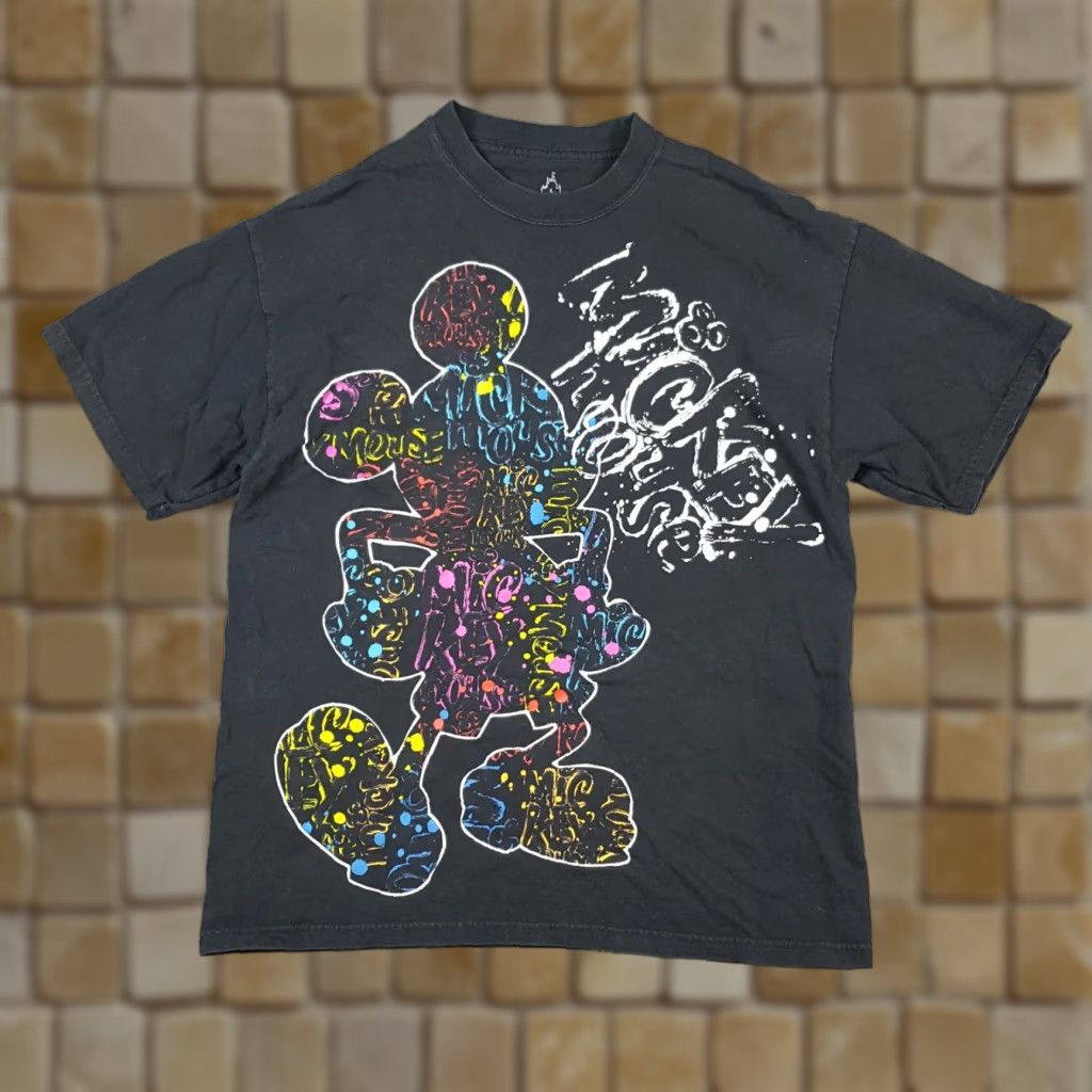 Disney Vintage Disney Mickey Mouse Paint Splatter T-Shirt Men Large Black Retro 90s Y2K Cartoon Size US L / EU 52-54 / 3 - 1 Thumbnail