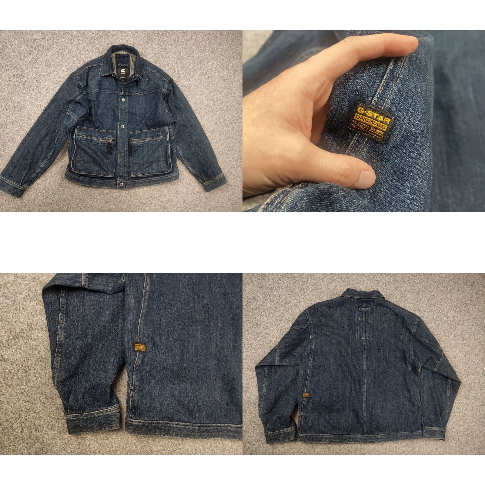 G-Star G-Star RAW Utility Coach Dakota Cargo Pocket Baggy Denim Blue Vintage Jacket Mens L Blue Denim Cargo Pockets Vintage Style Stars 90s Theme Jacket Size US L / EU 52-54 / 3 - 8 Thumbnail